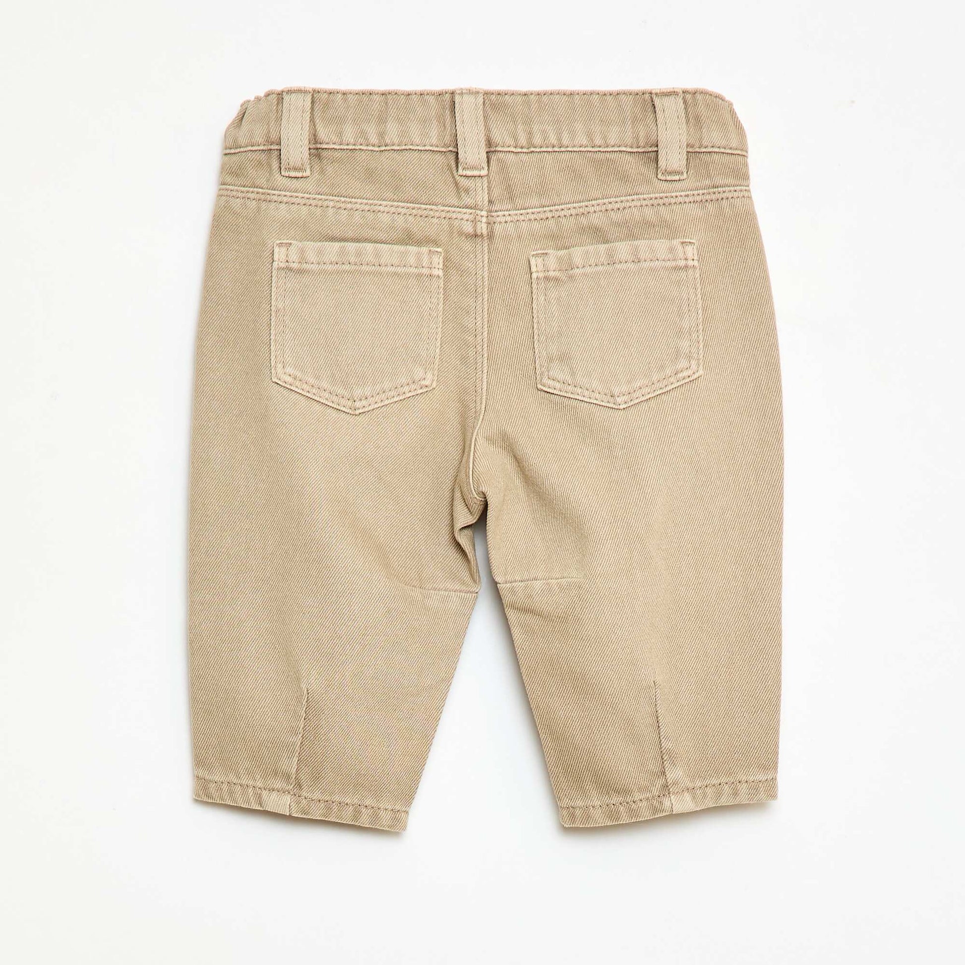 Pantalon paperbag en twill de coton BEIGE