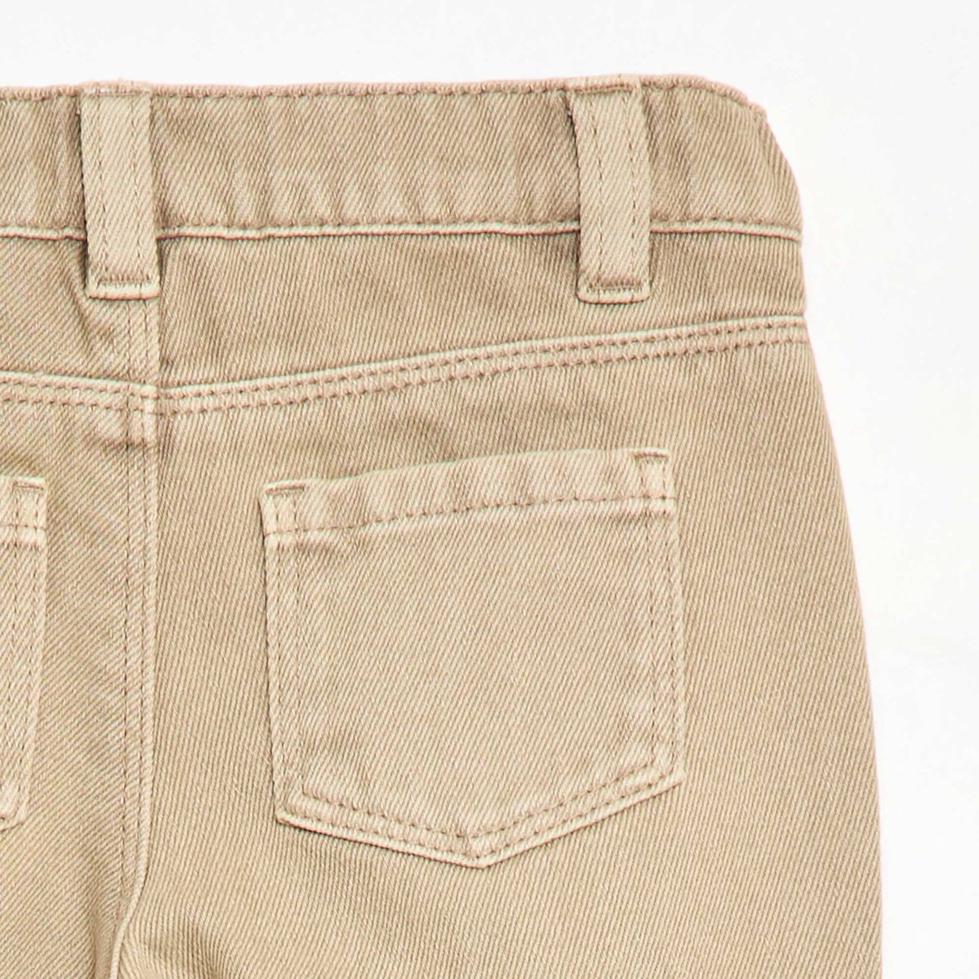 Pantalon paperbag en twill de coton BEIGE
