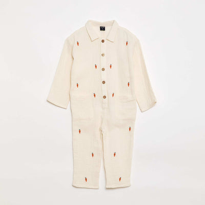 Combinaison motif all-over en coton BLANC
