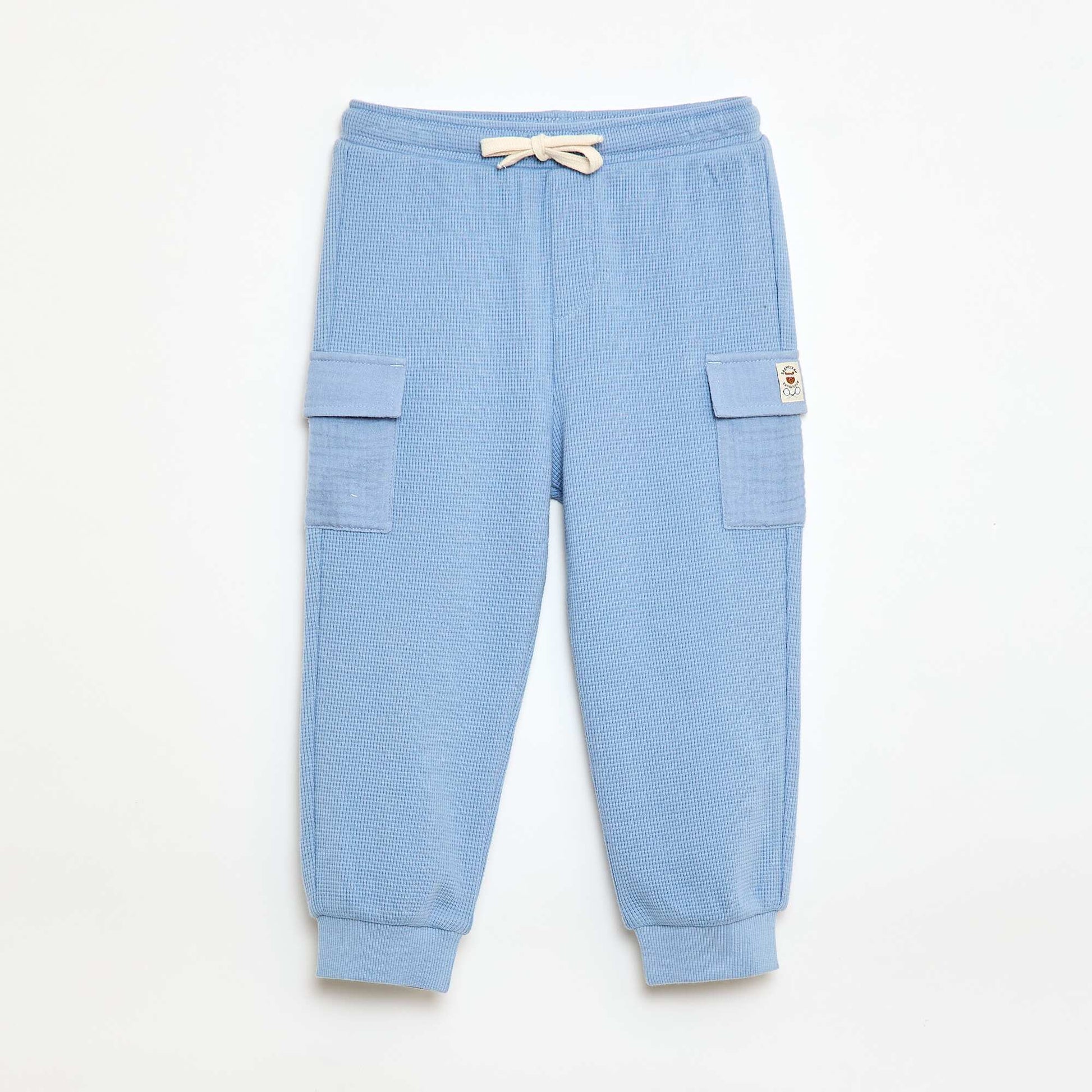 Pantalon en maille gaufrée BLEU