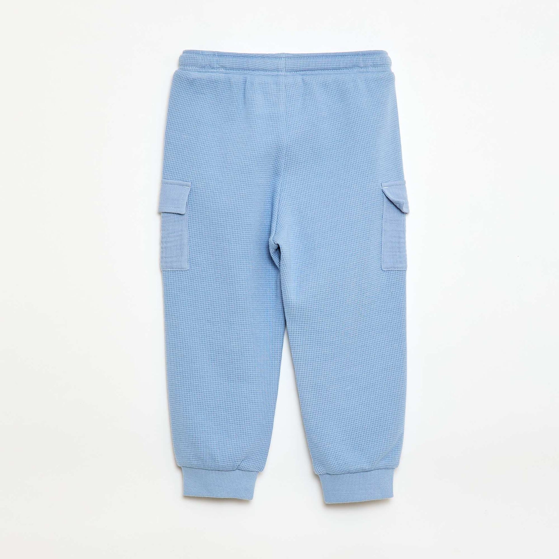 Pantalon en maille gaufrée BLEU