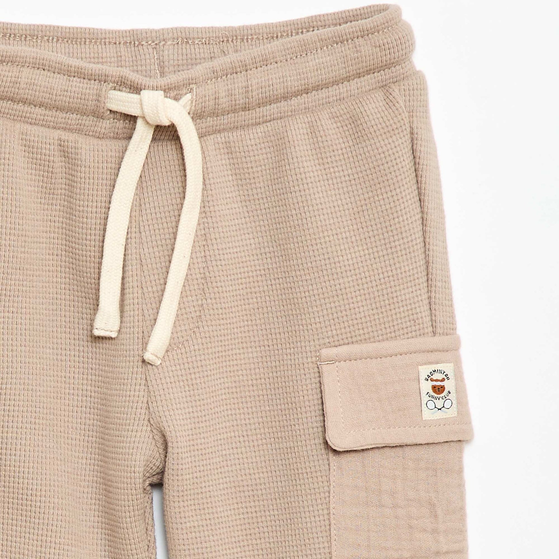 Pantalon en maille gaufrée BEIGE