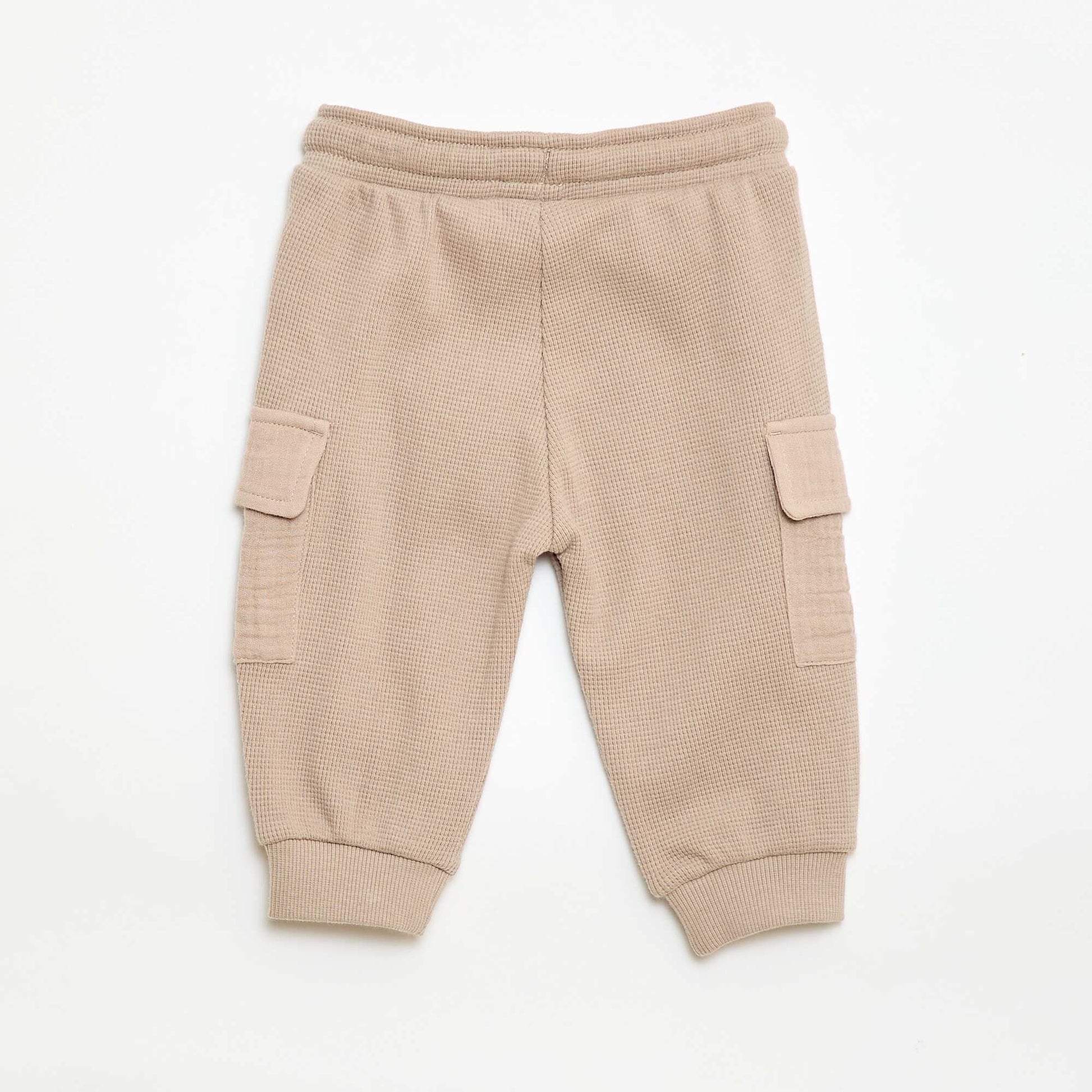 Pantalon en maille gaufrée BEIGE