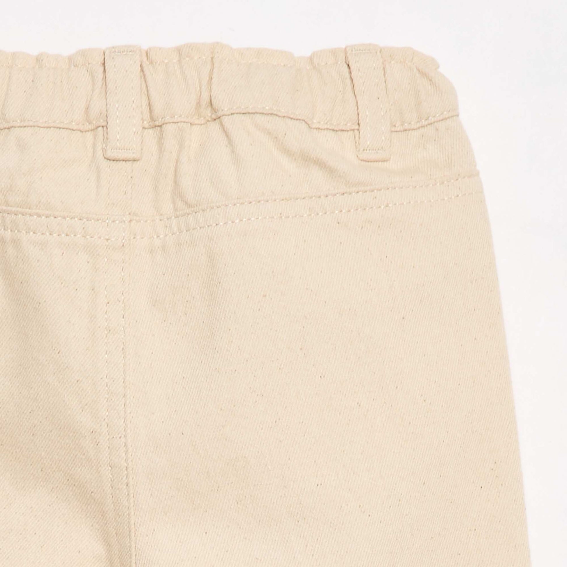 Pantalon paperbag brodé all-over en twill de coton BEIGE