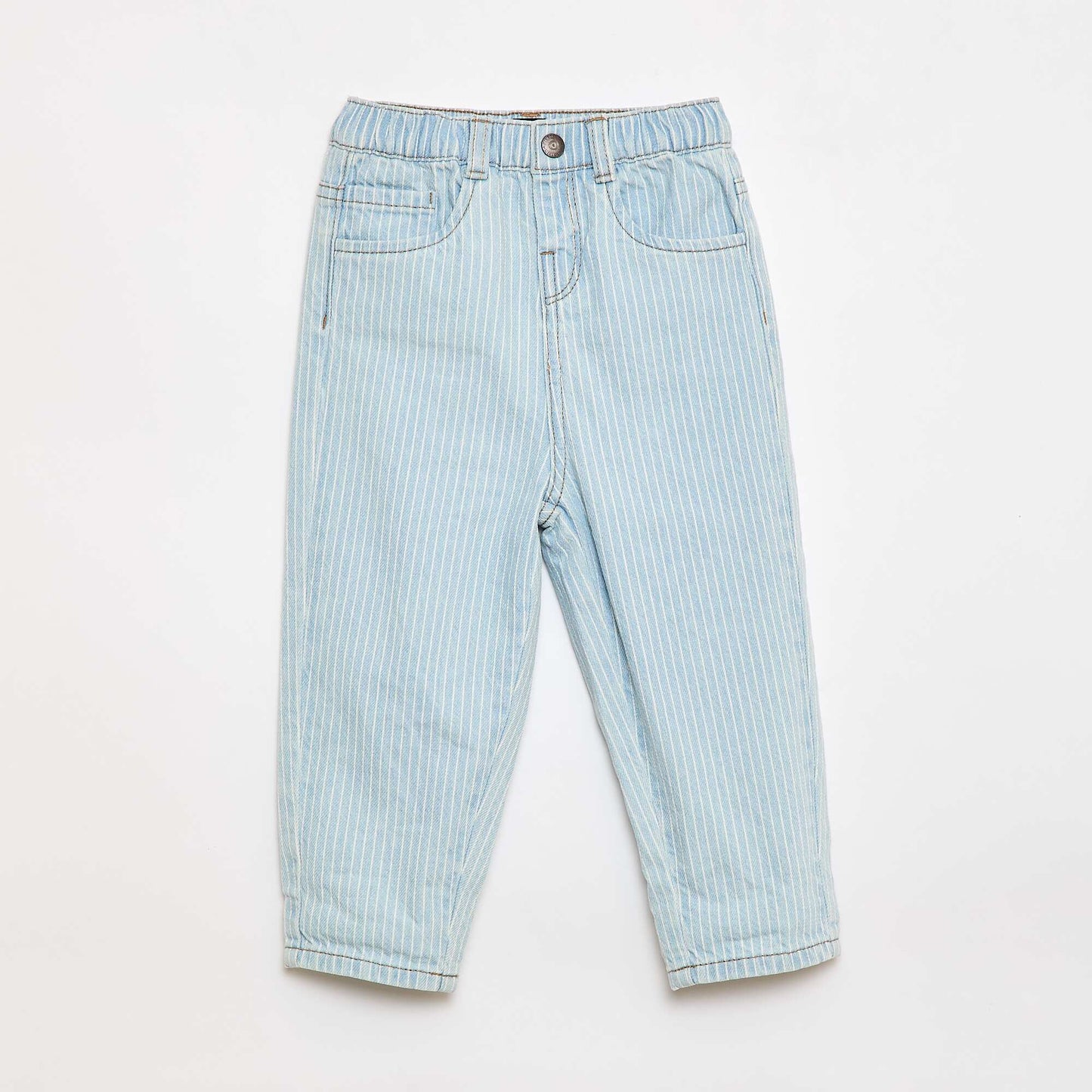Pantalon rayé denim ajustable en coton BLEU