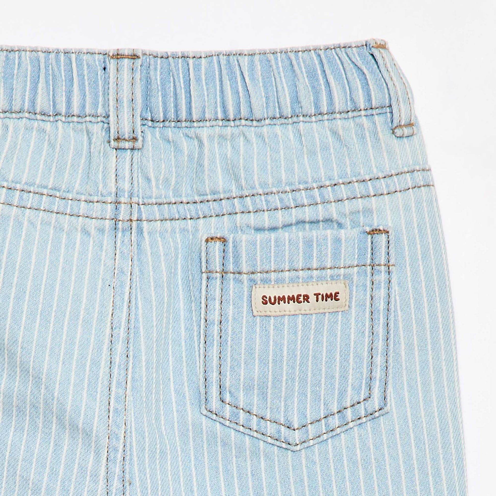 Pantalon rayé denim ajustable en coton BLEU