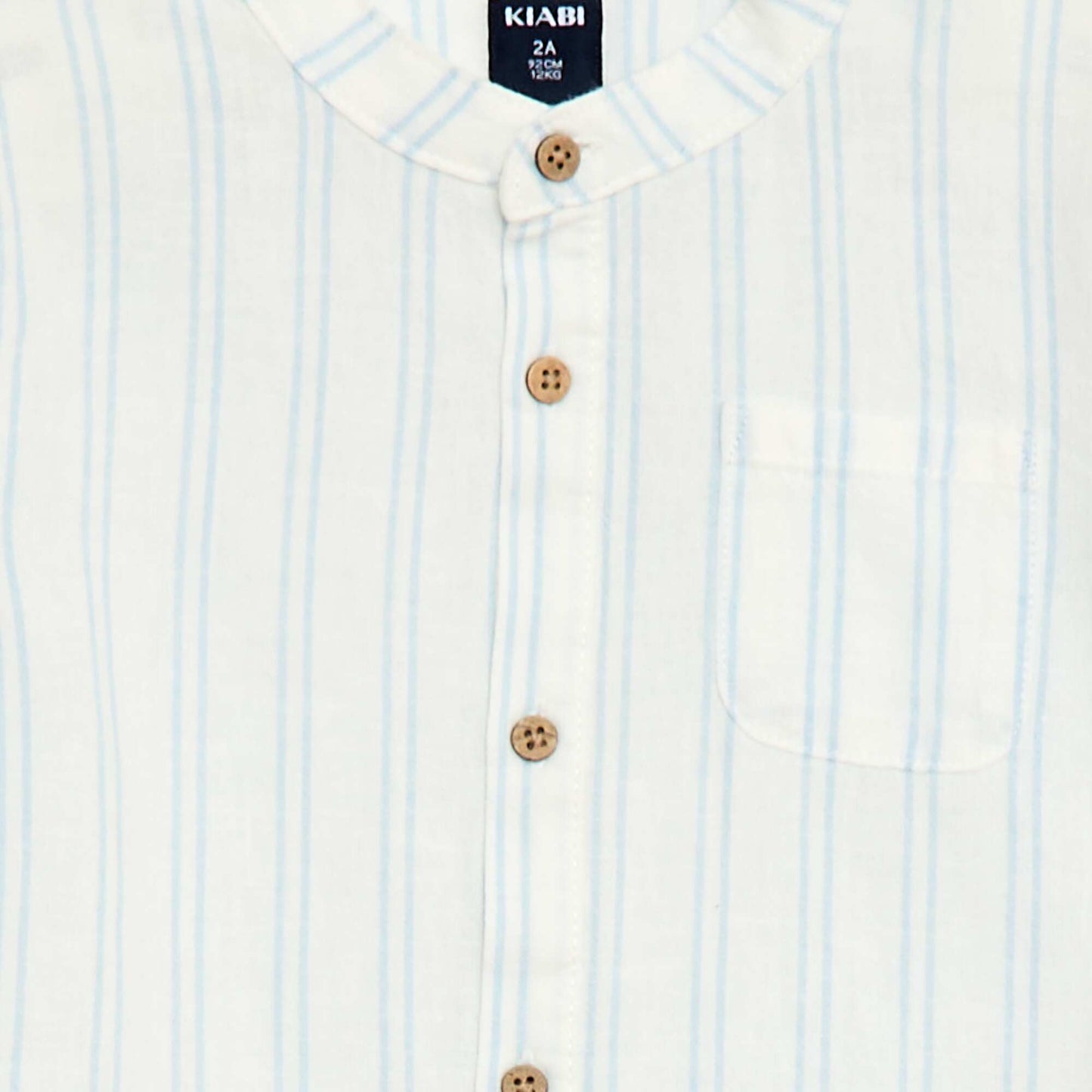 Chemise col mao avec manches retroussables BLANC