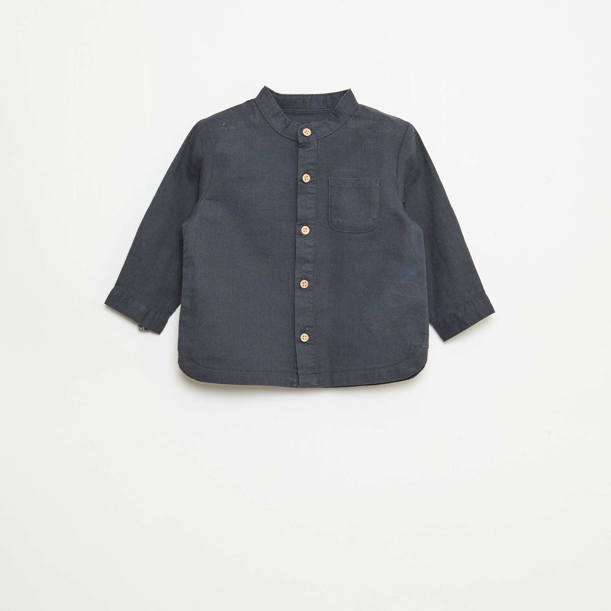 Chemise col mao avec manches retroussables BLEU