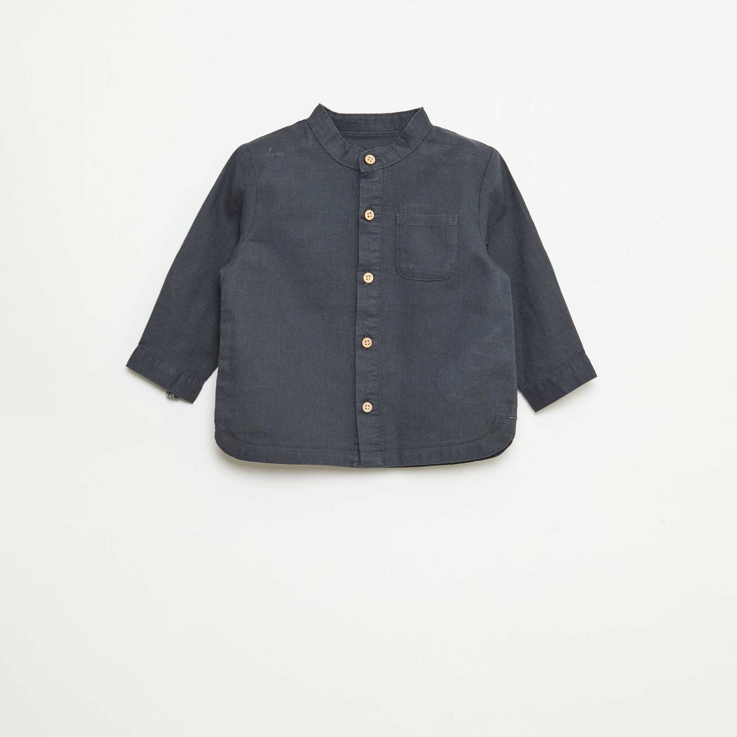 Chemise col mao avec manches retroussables BLEU