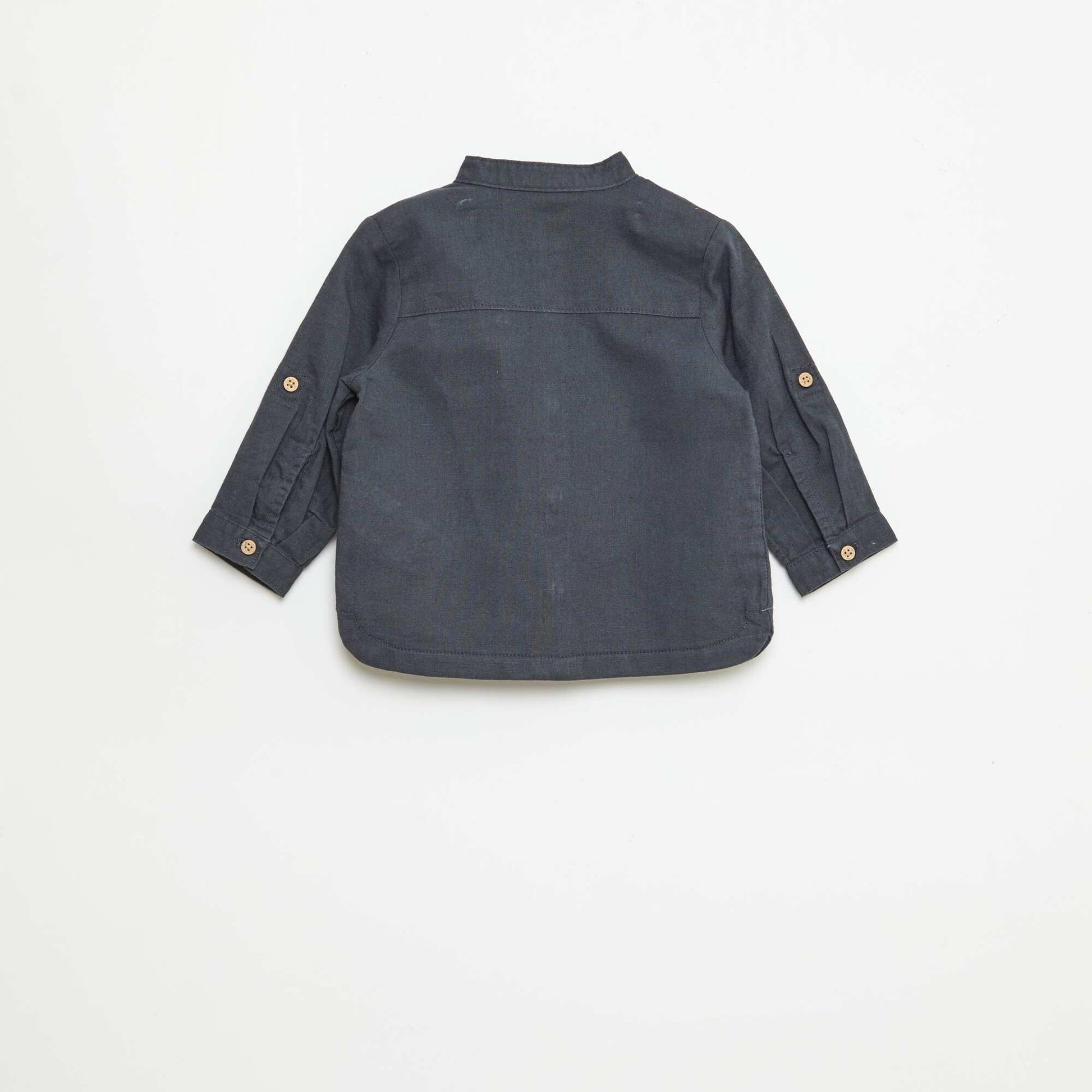 Chemise col mao avec manches retroussables BLEU
