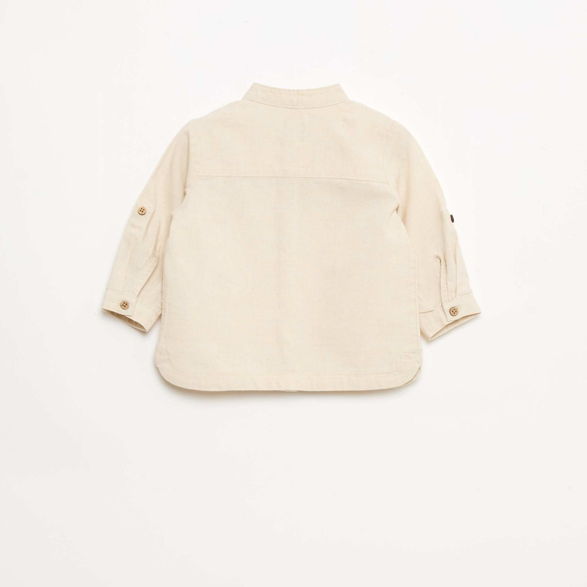 Chemise col mao avec manches retroussables BEIGE