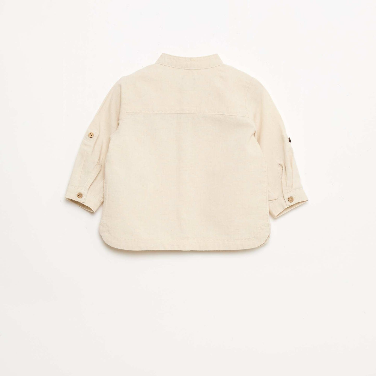 Chemise col mao avec manches retroussables BEIGE