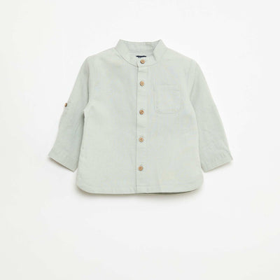 Chemise col mao avec manches retroussables VERT