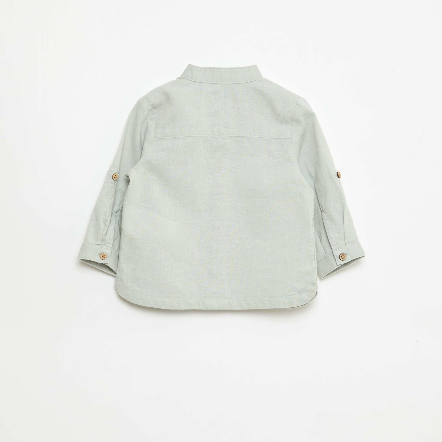 Chemise col mao avec manches retroussables VERT