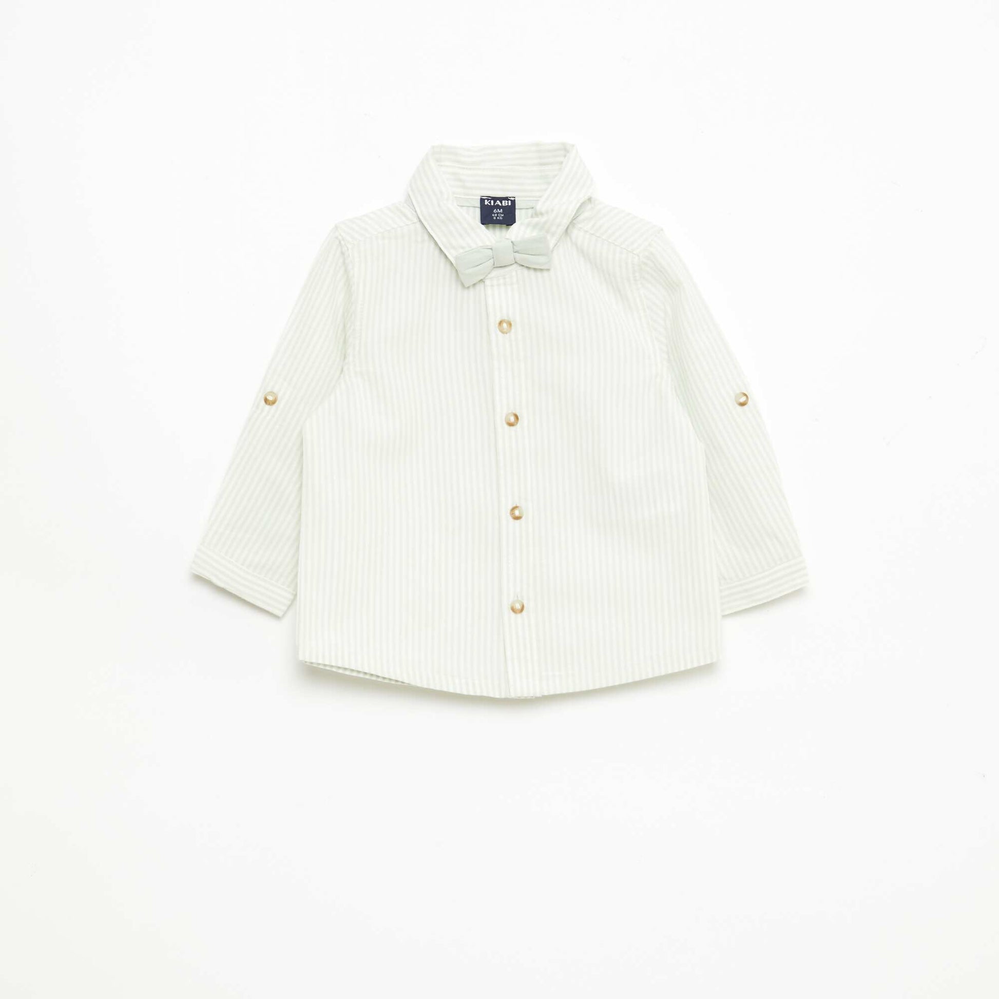 Chemise en coton avec nœud papillon amovible BLANC