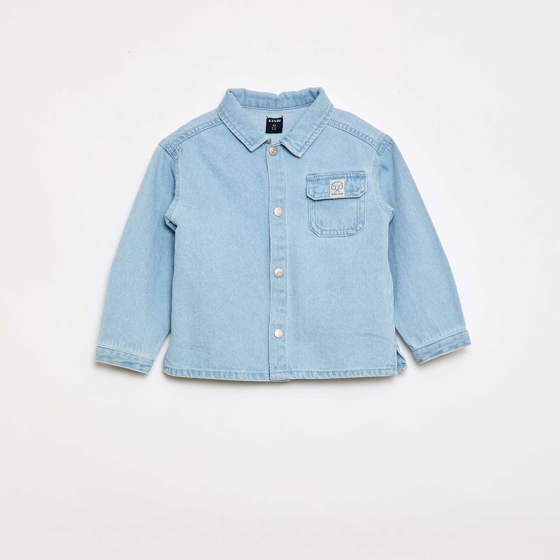 Chemise denim regular fit en coton BLEU