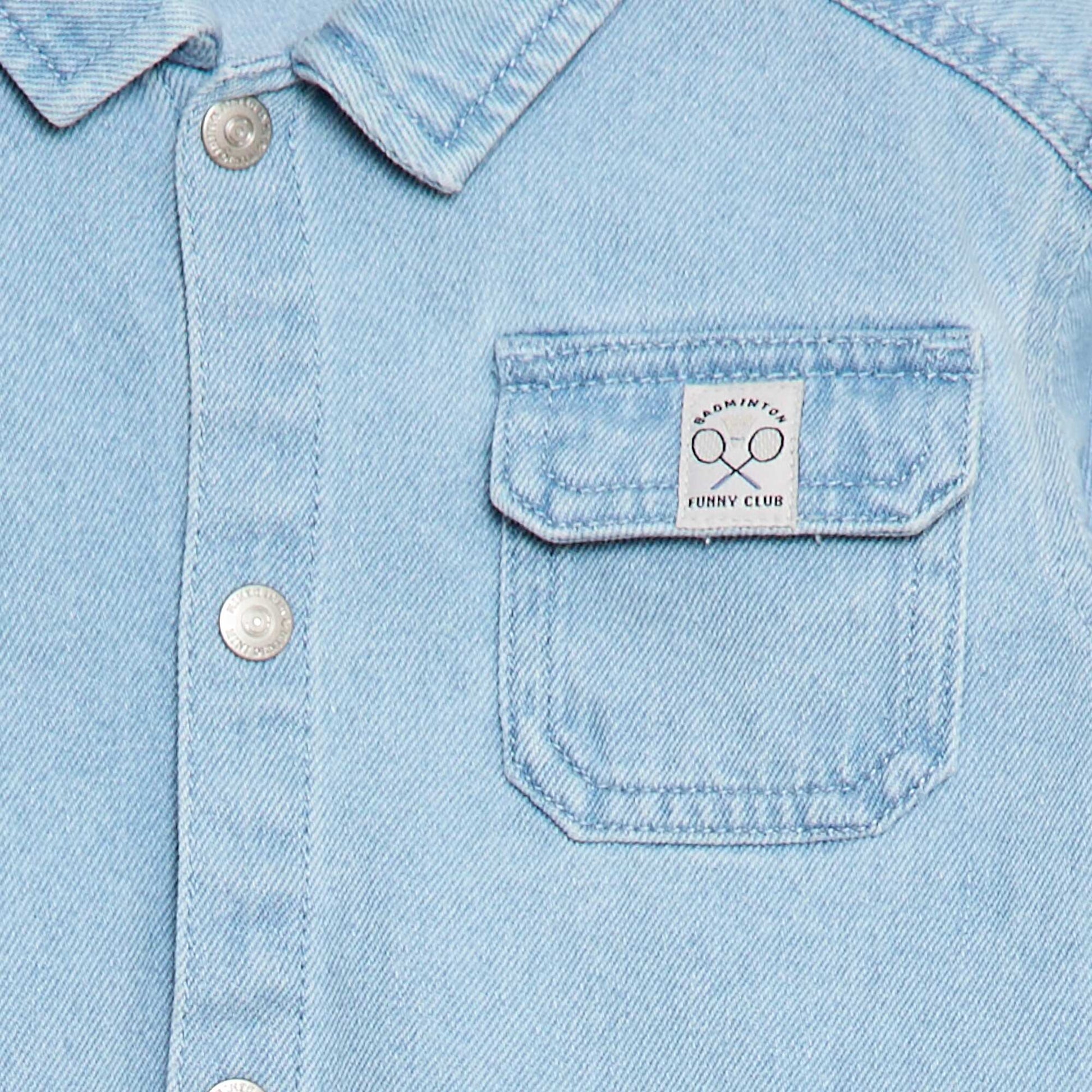 Chemise denim regular fit en coton BLEU