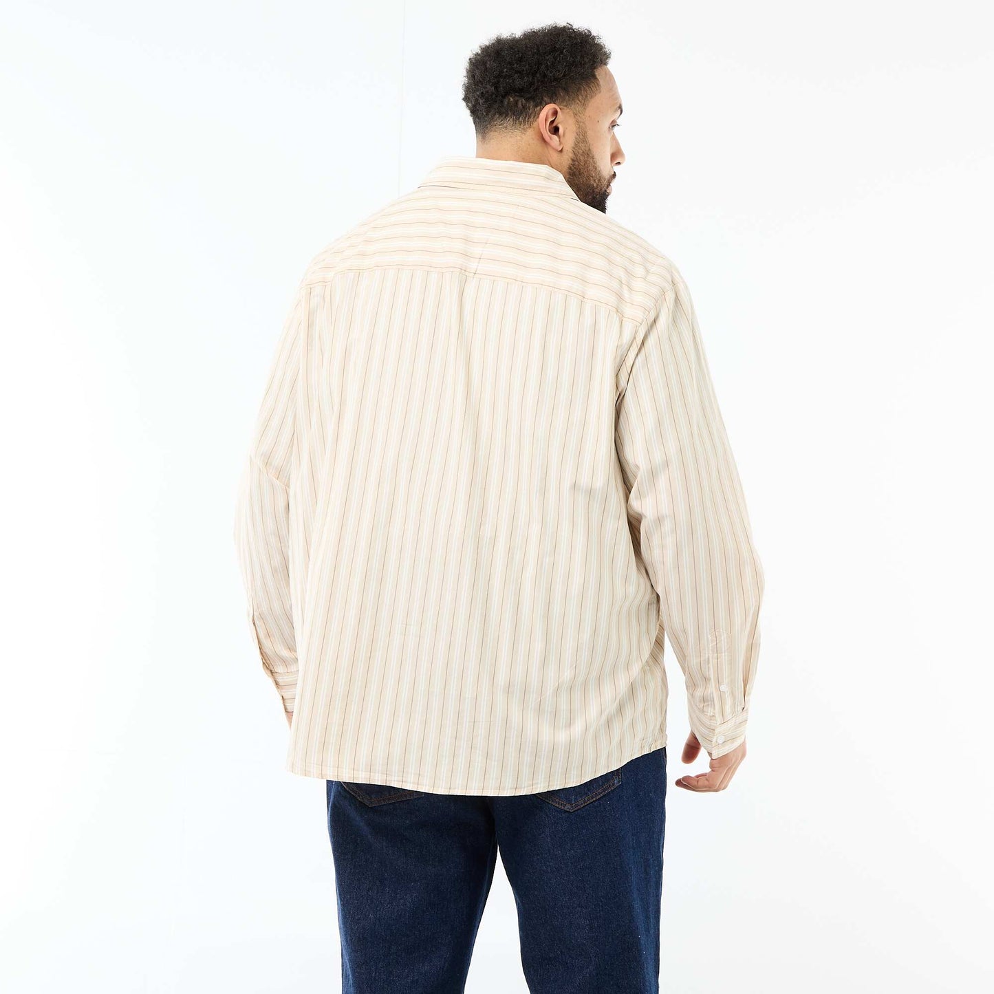Chemise en popeline rayée BEIGE