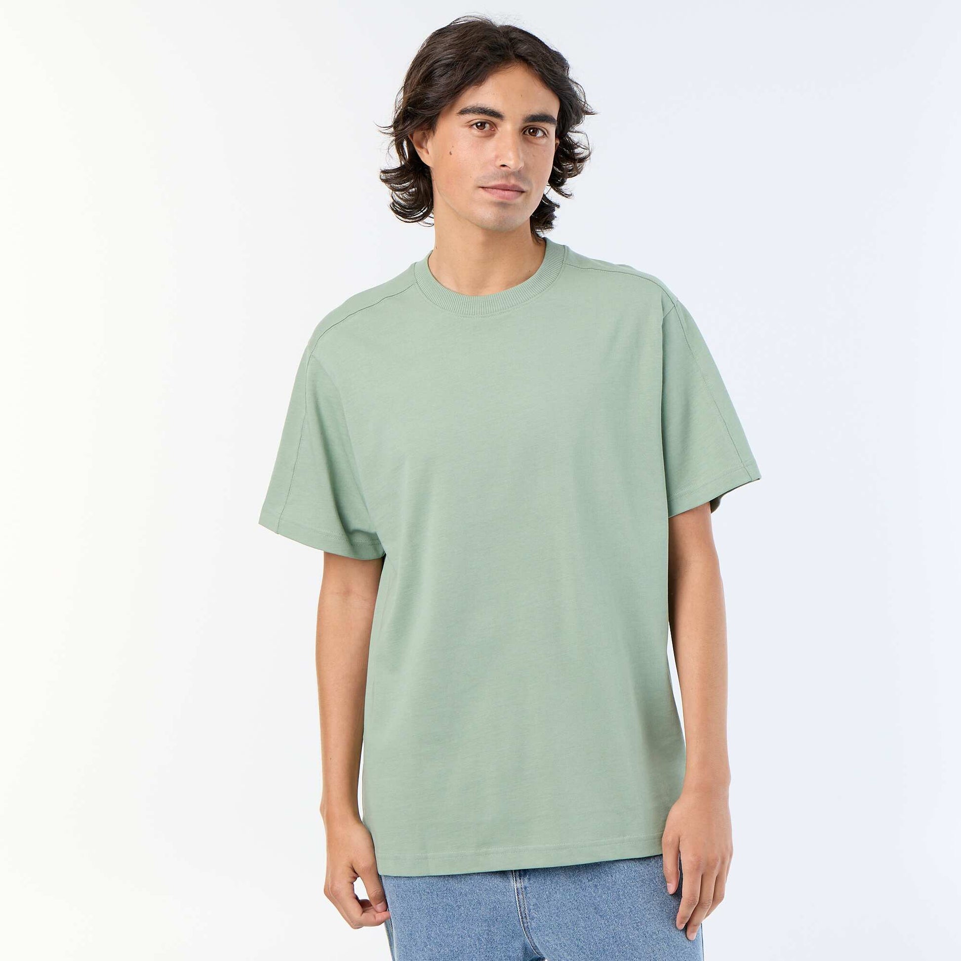 Tee-shirt uni coupe confort fit / oversize à manches courtes VERT