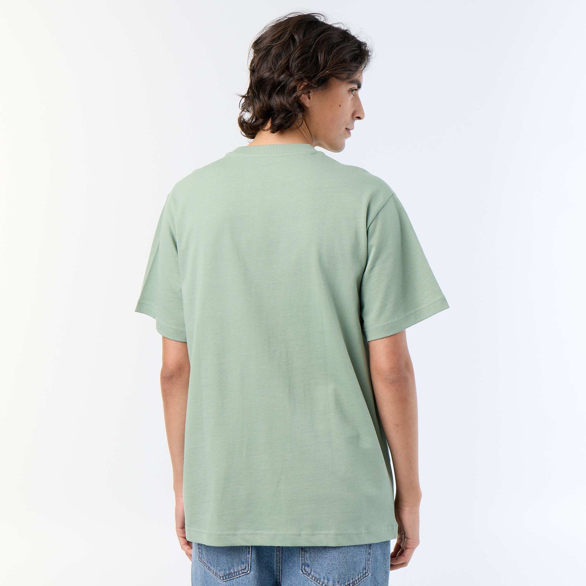 Tee-shirt uni coupe confort fit / oversize à manches courtes VERT