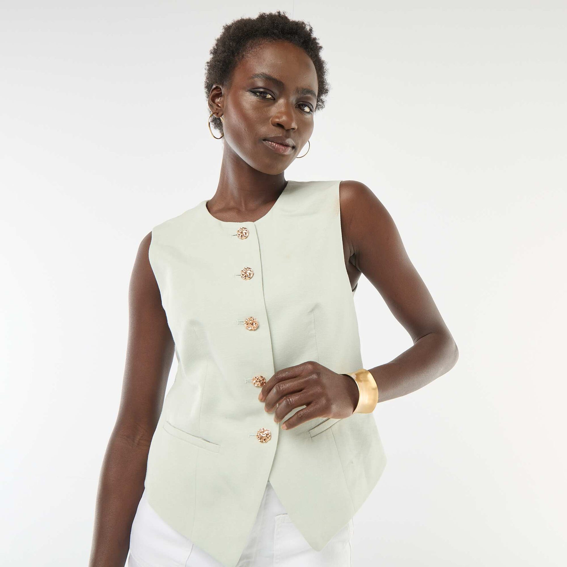 Veste de tailleur avec boutons dorés BLEU