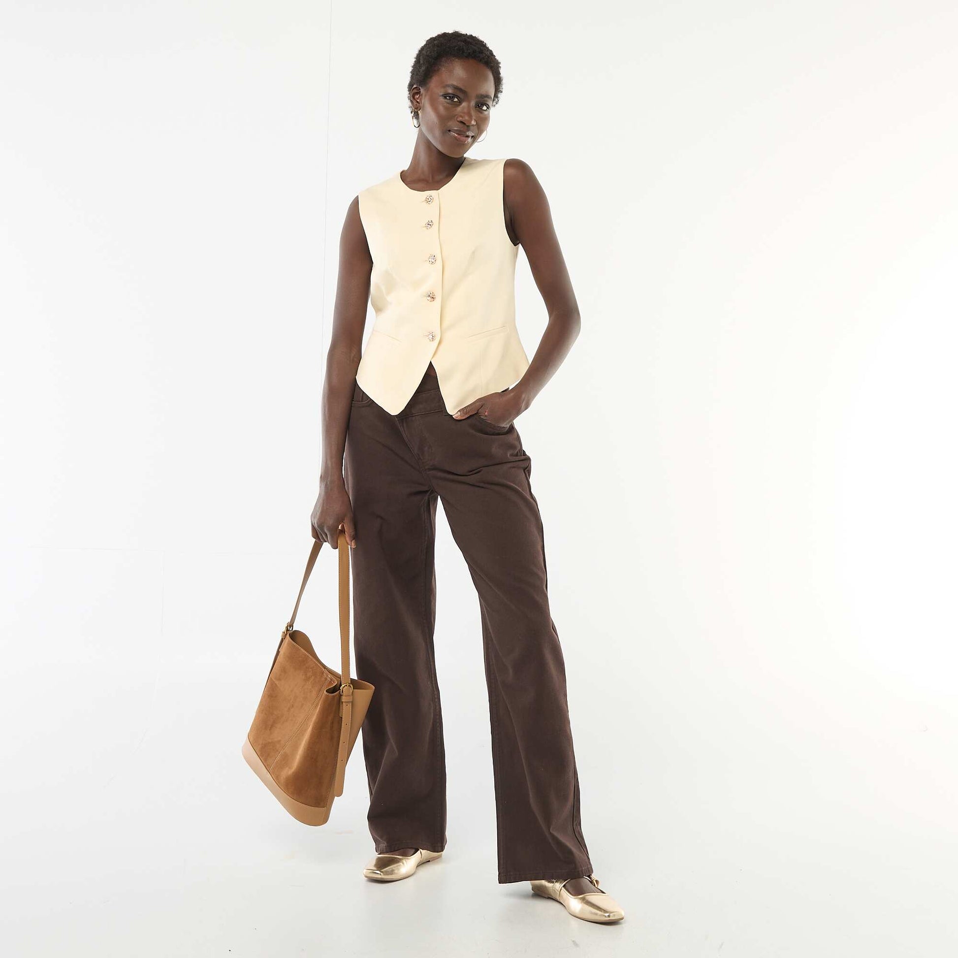 Veste de tailleur avec boutons dorés JAUNE VANILLE