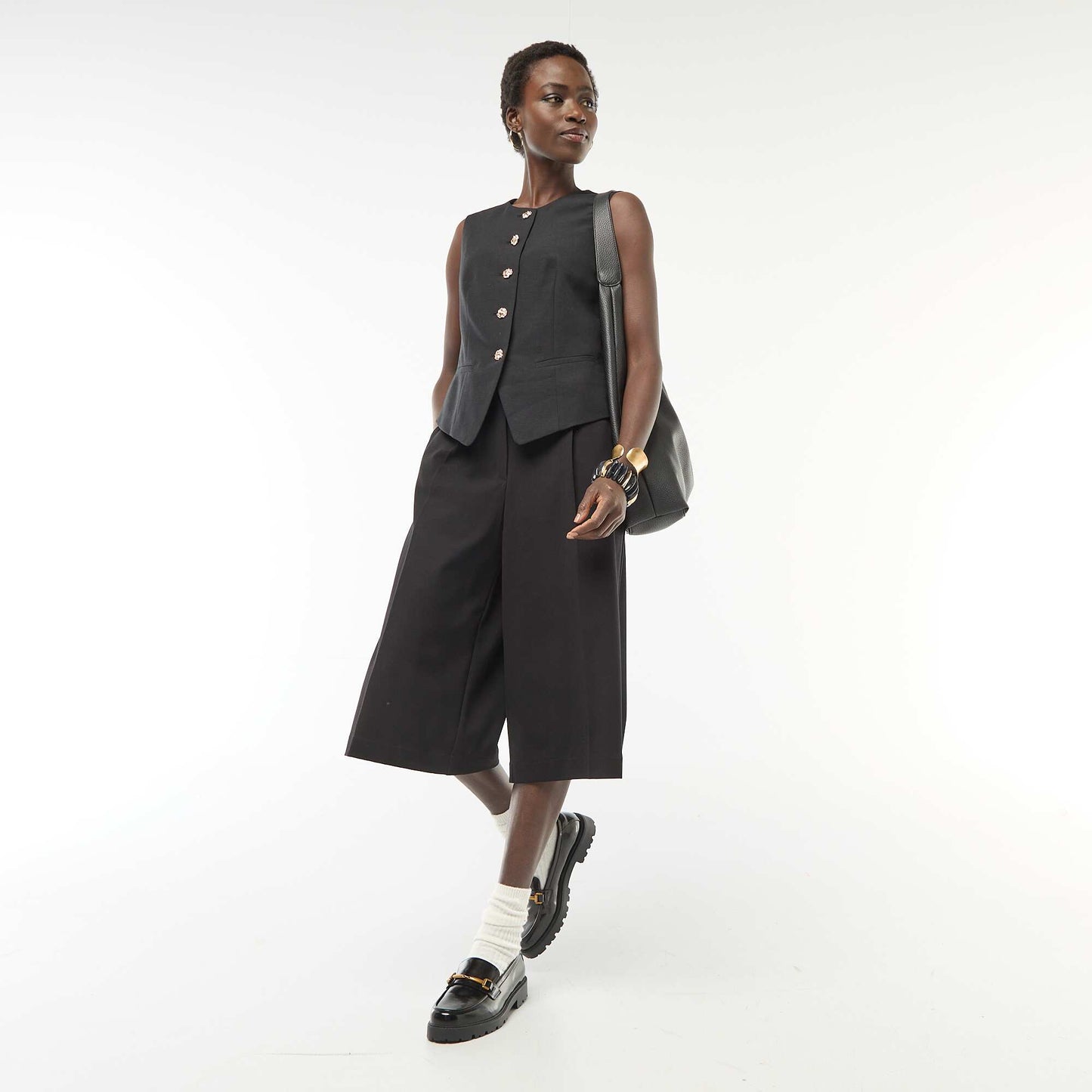 Veste de tailleur avec boutons dorés NOIR