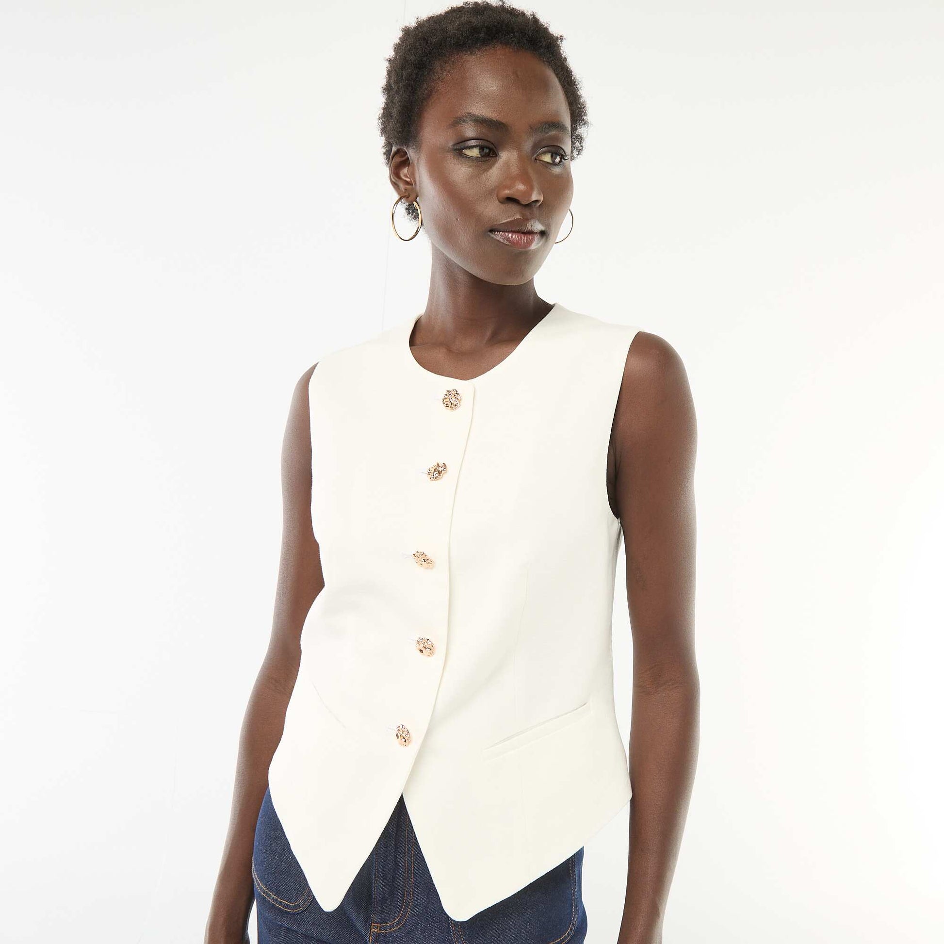 Veste de tailleur avec boutons dorés BLANC