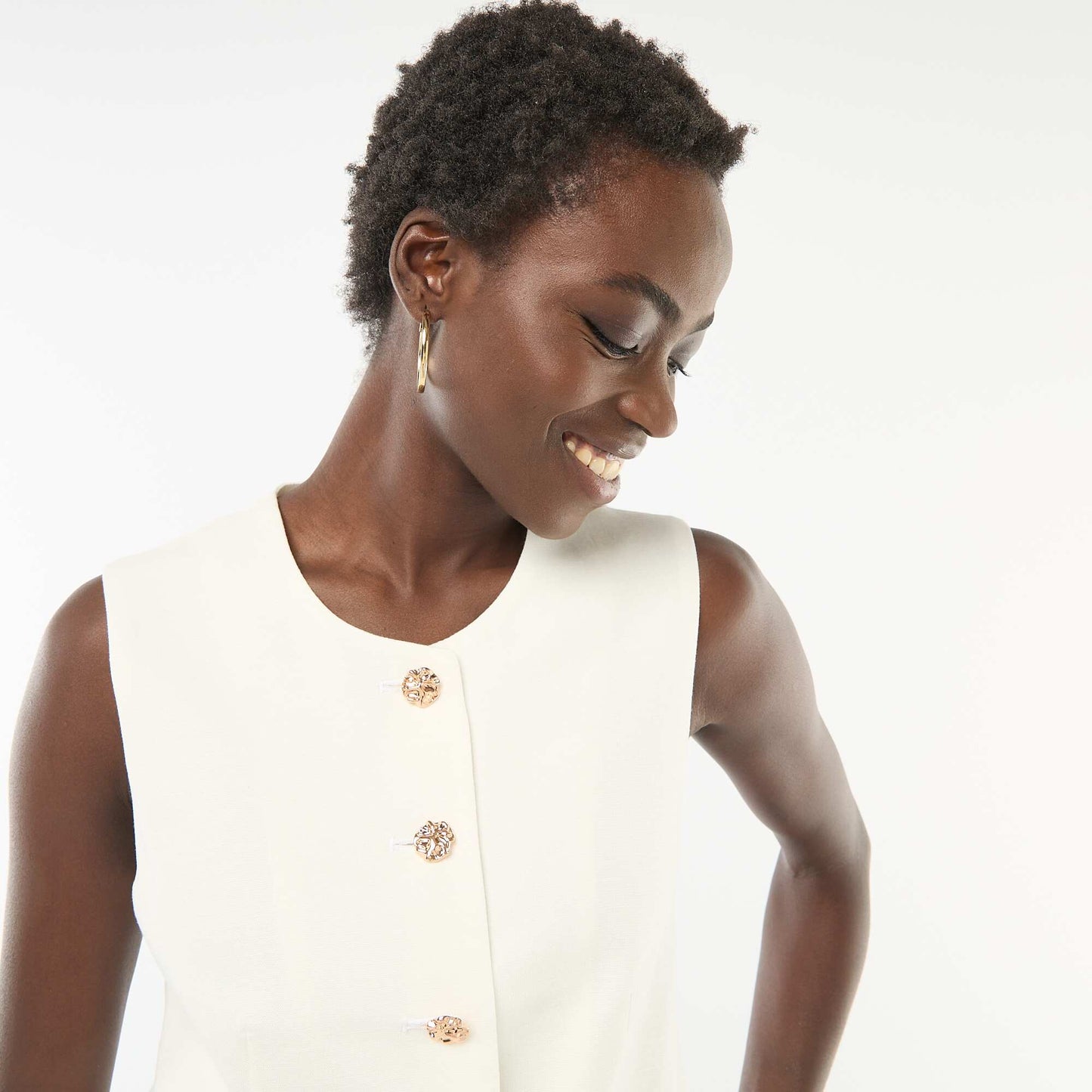 Veste de tailleur avec boutons dorés BLANC