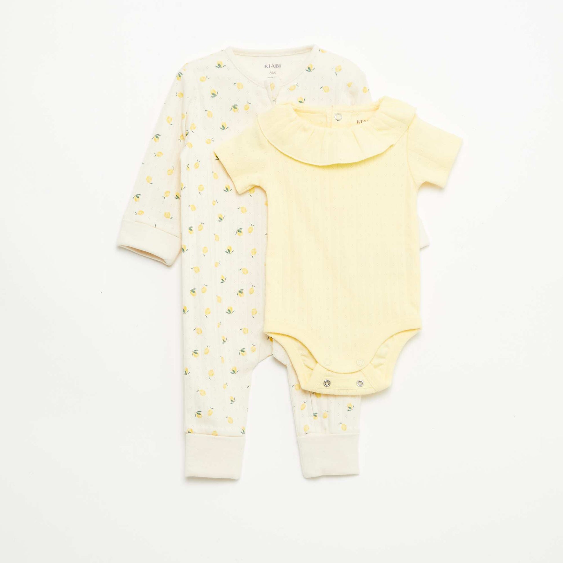 Ensemble body évolutif + dors bien en maille côtelée JAUNE