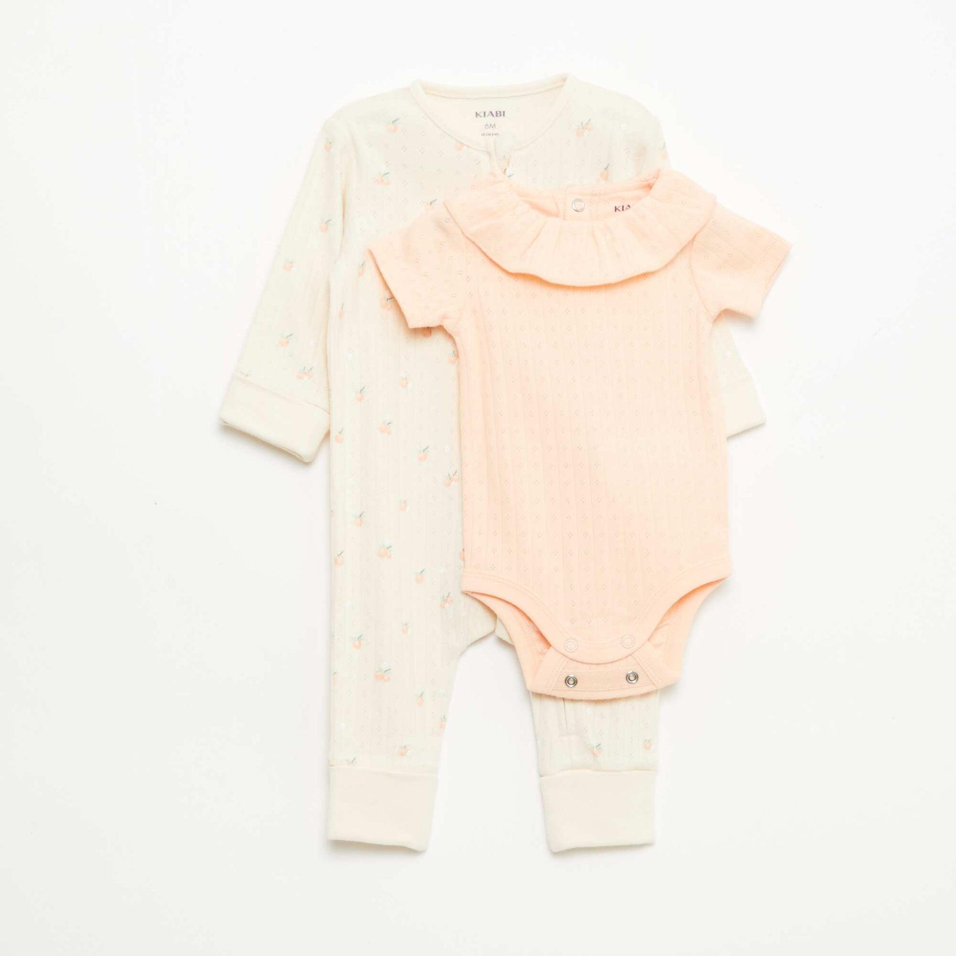 Ensemble body évolutif + dors bien en maille côtelée ORANGE