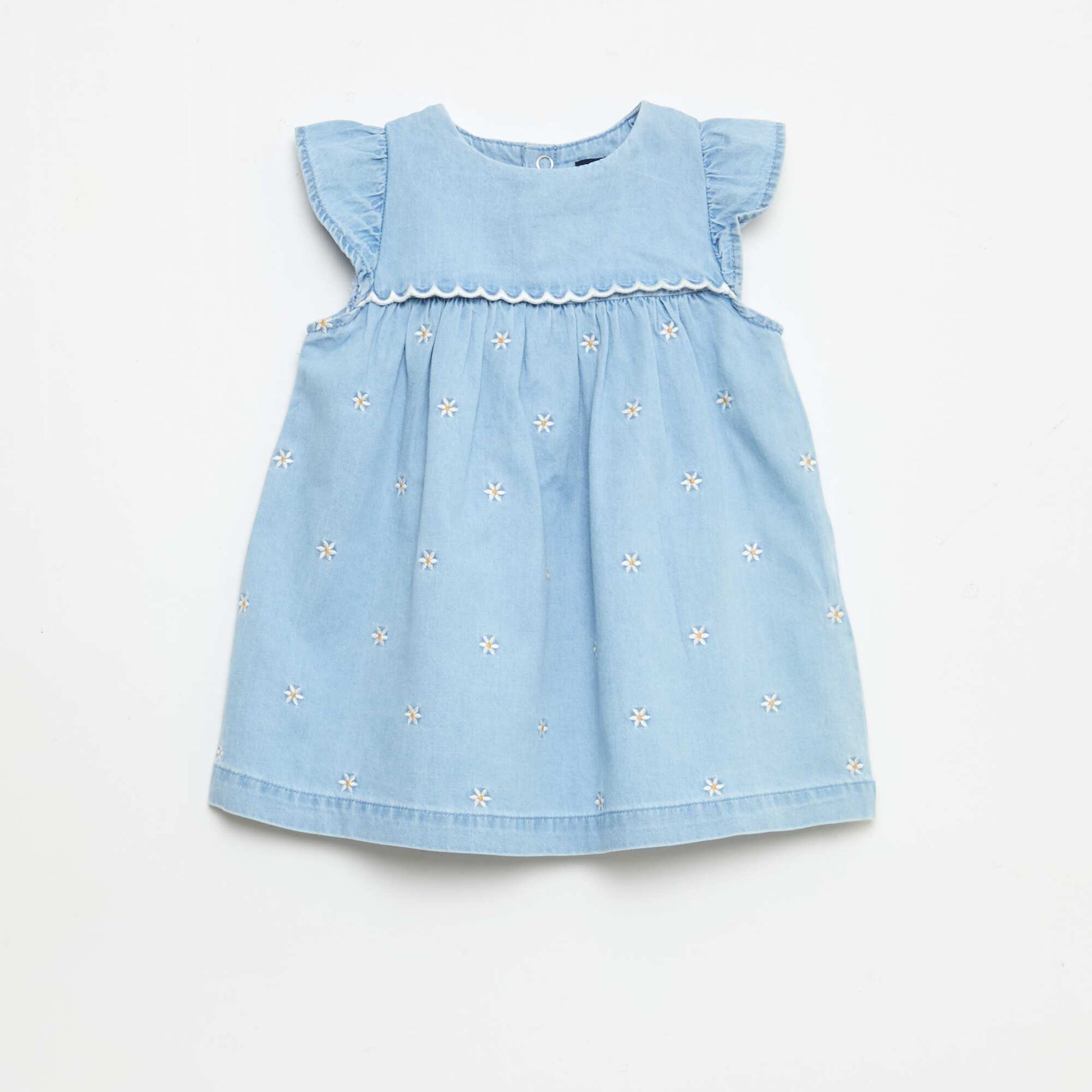 Robe à manches courtes en denim léger BLEU
