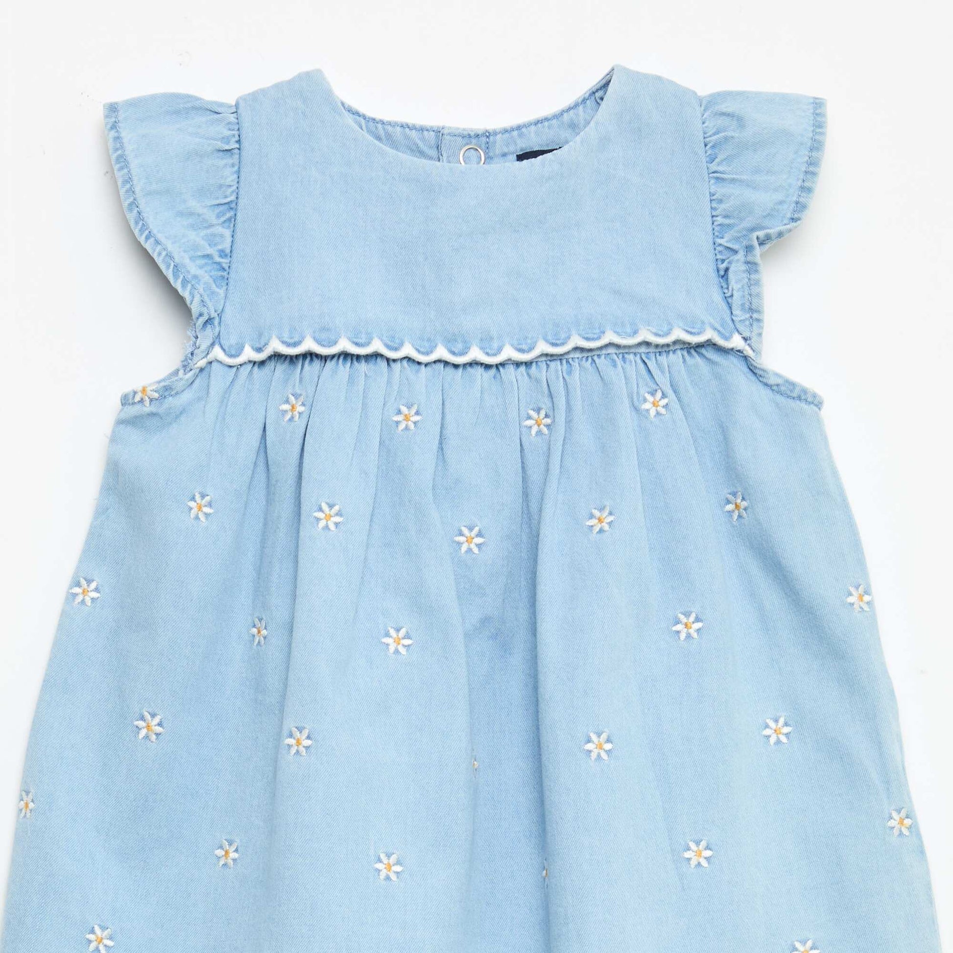 Robe à manches courtes en denim léger BLEU