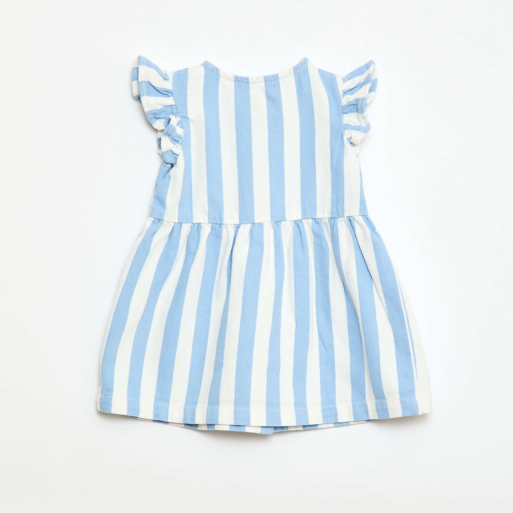 Robe en twill rayée à manches courtes BLEU
