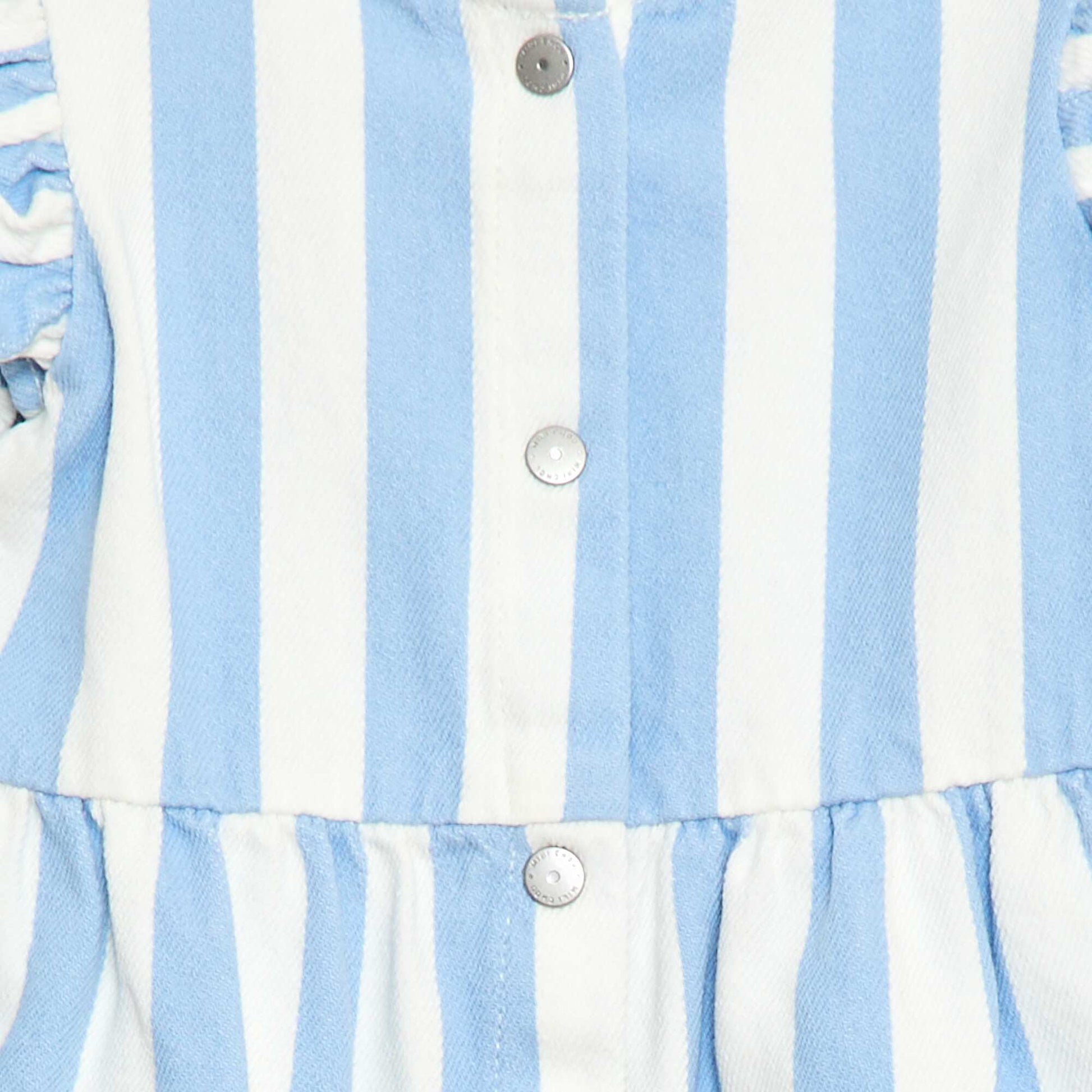 Robe en twill rayée à manches courtes BLEU