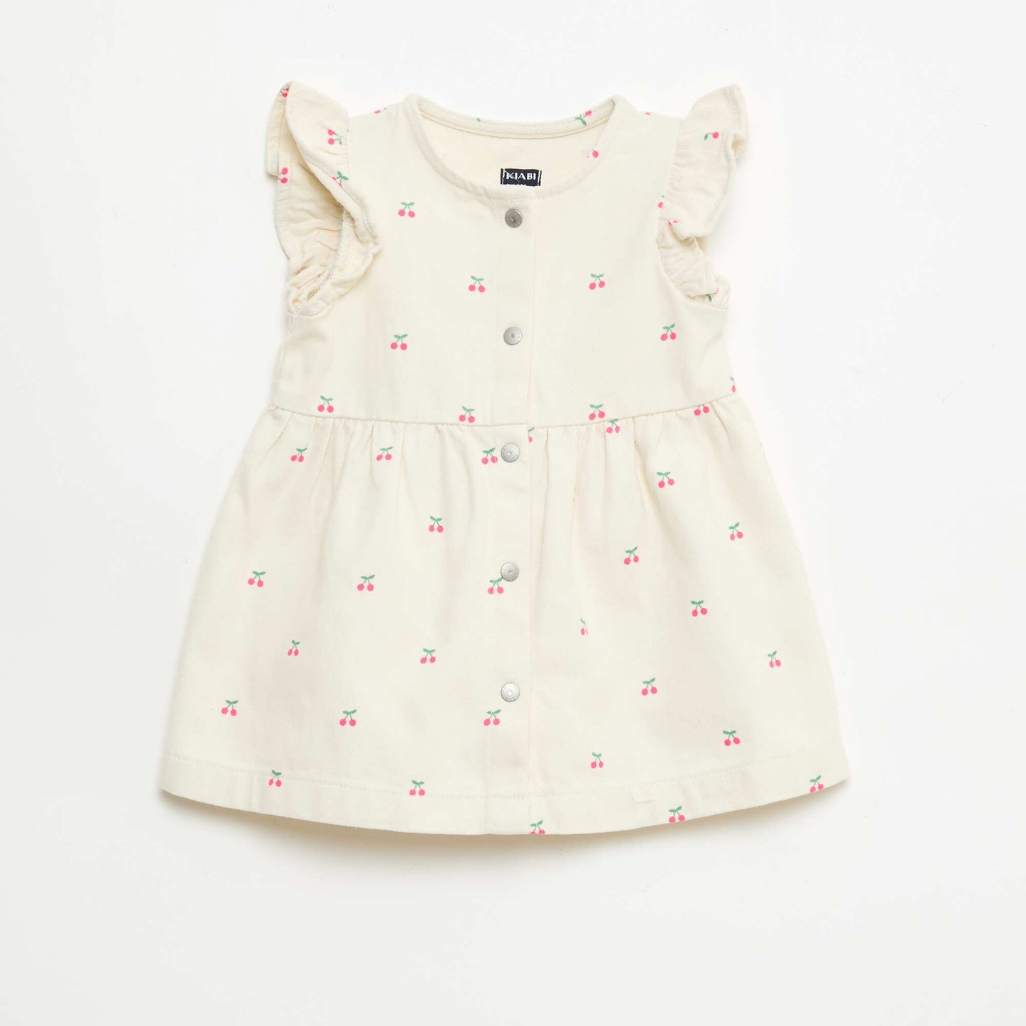 Robe en twill rayée à manches courtes BLANC