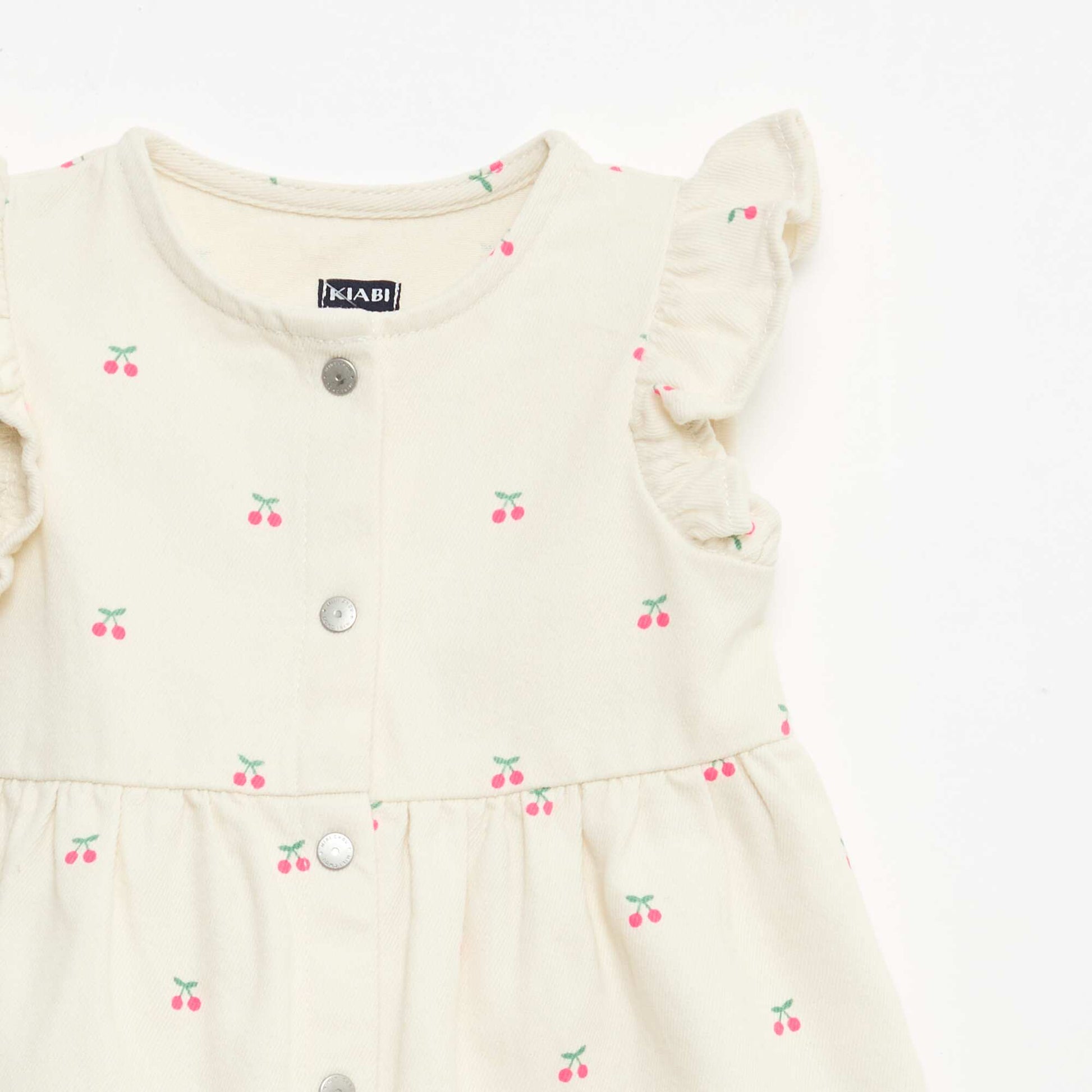 Robe en twill rayée à manches courtes BLANC