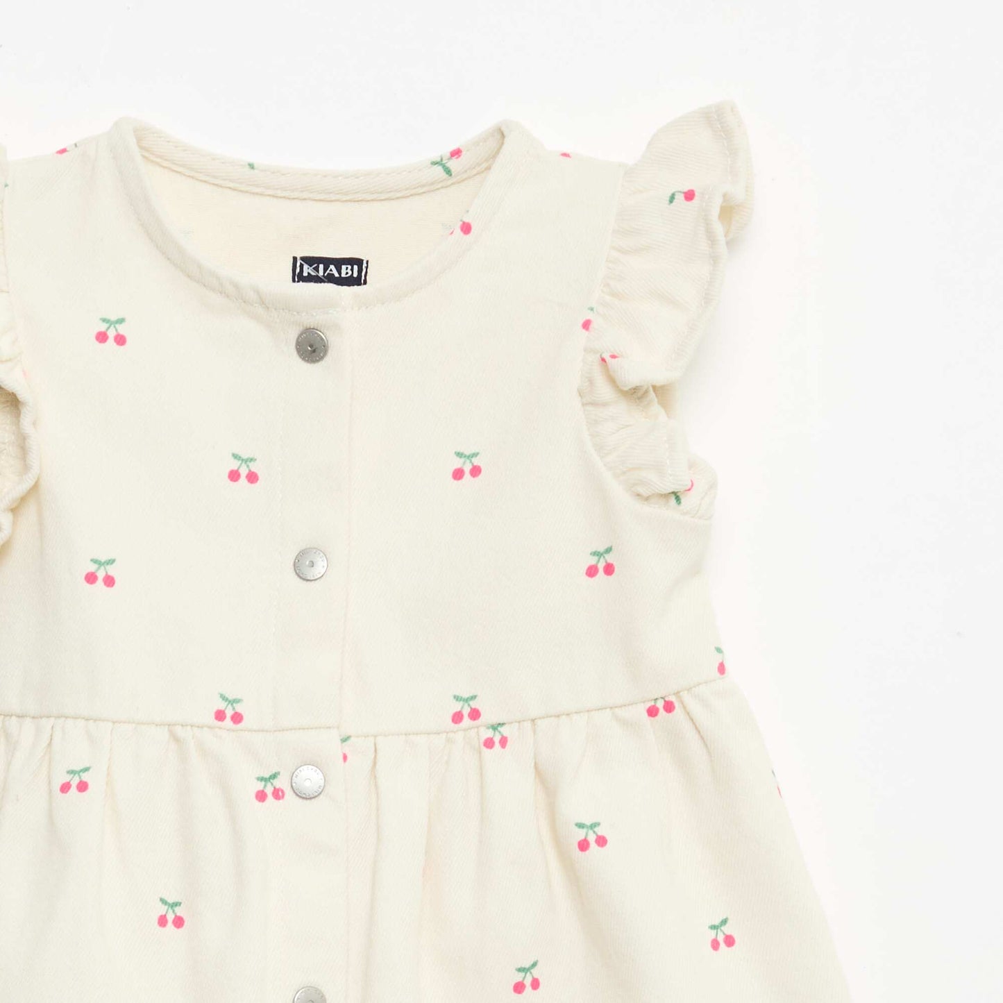 Robe en twill rayée à manches courtes BLANC
