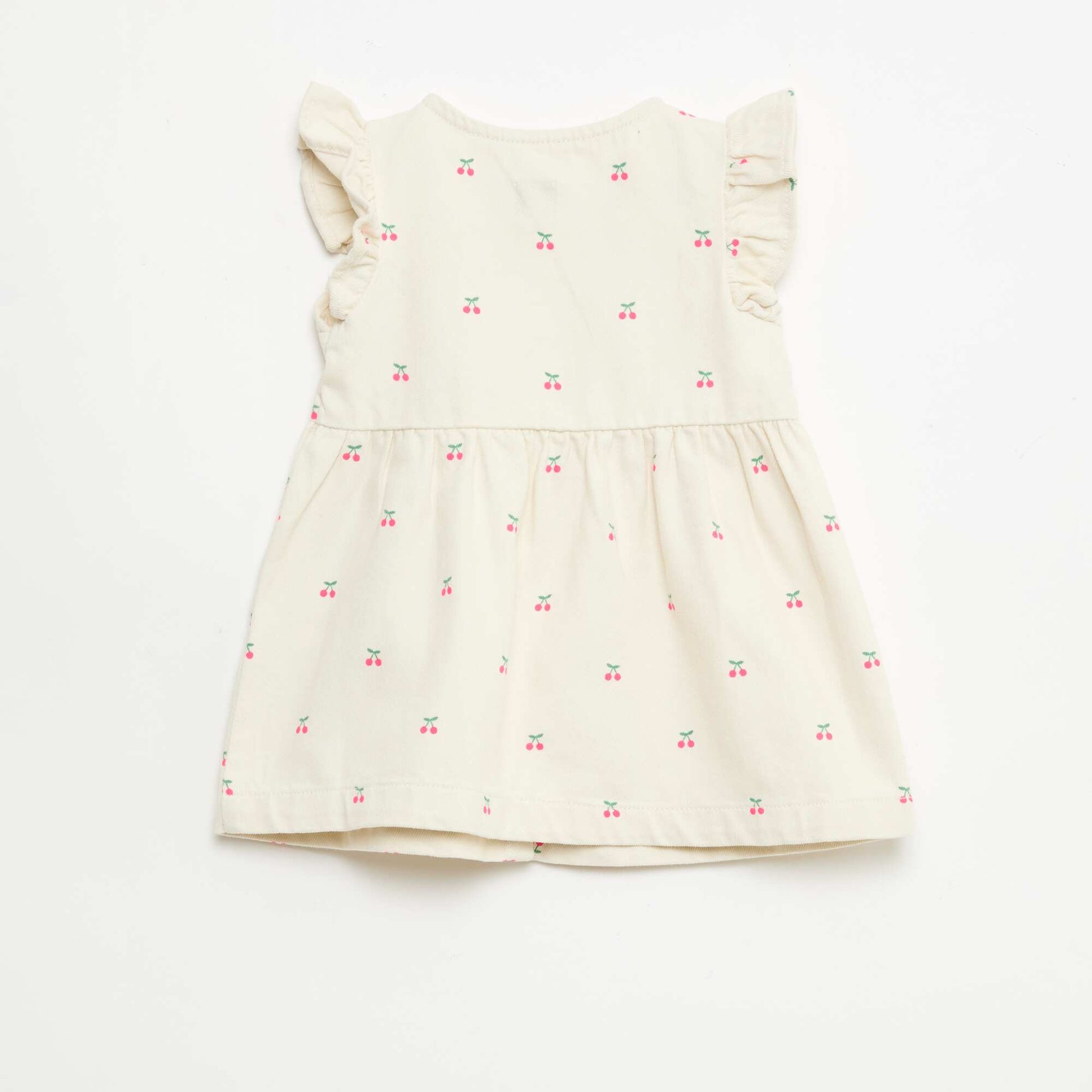 Robe en twill rayée à manches courtes BLANC