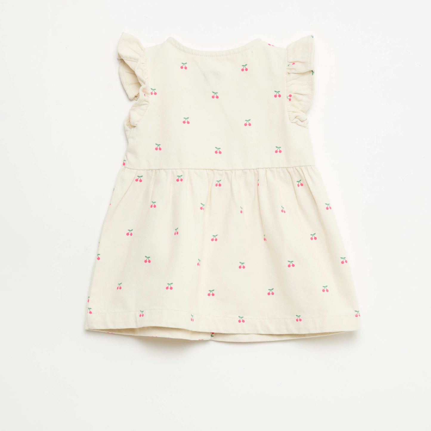 Robe en twill rayée à manches courtes BLANC
