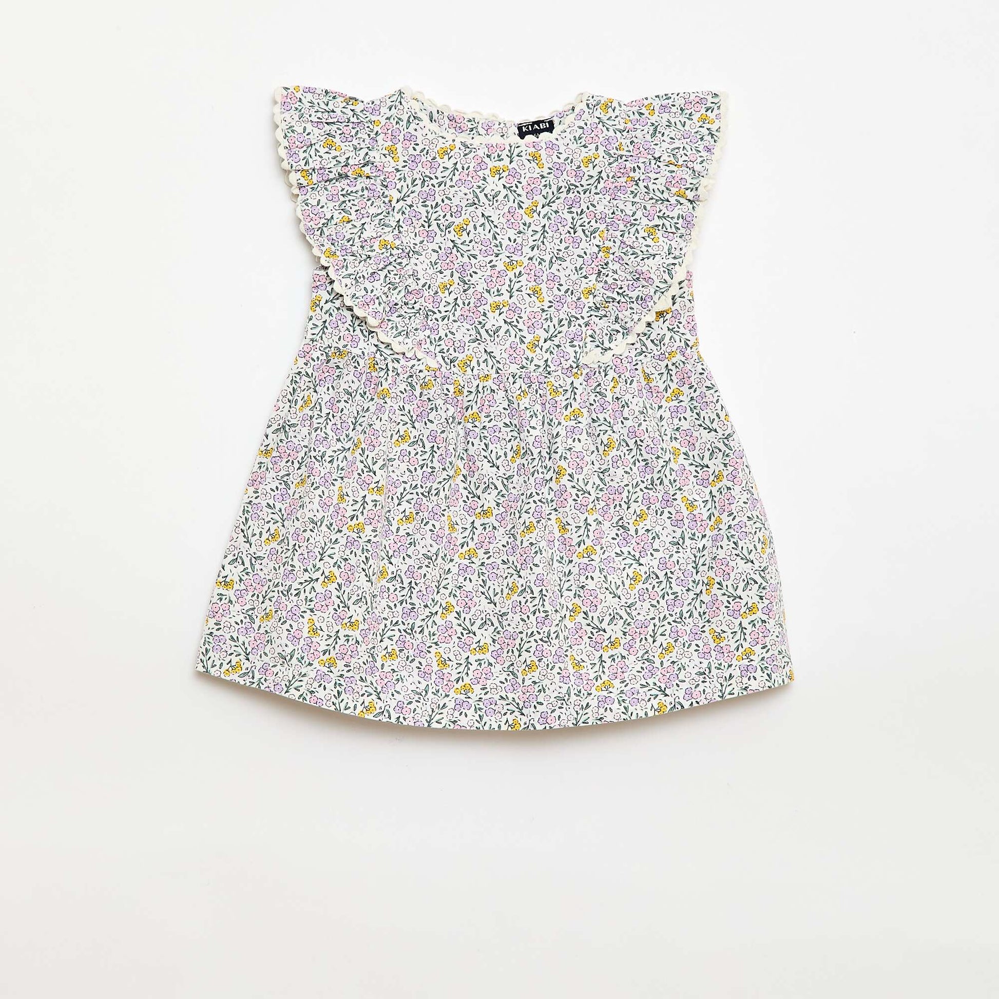 Robe à manches courtes et à volants BLANC