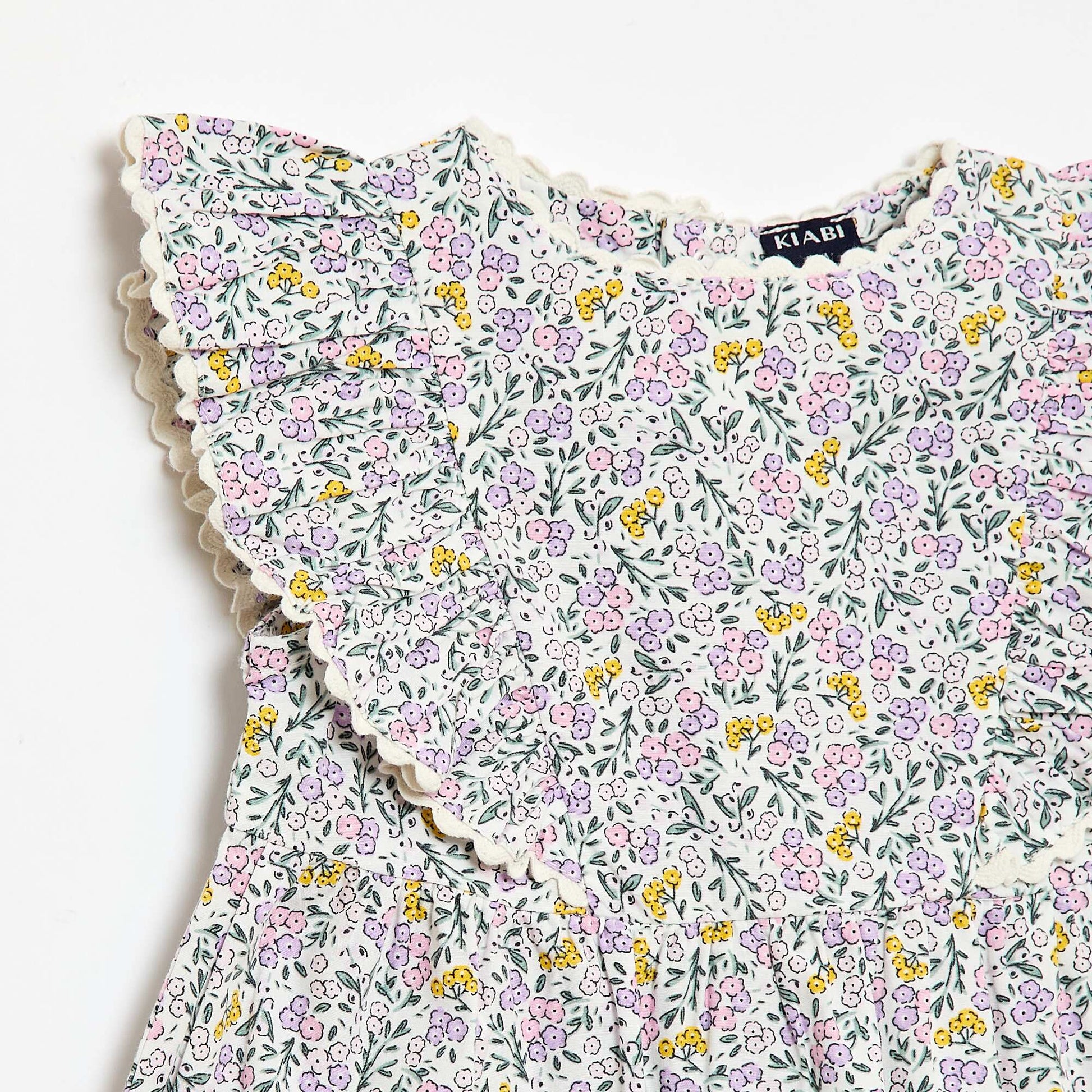 Robe à manches courtes et à volants BLANC
