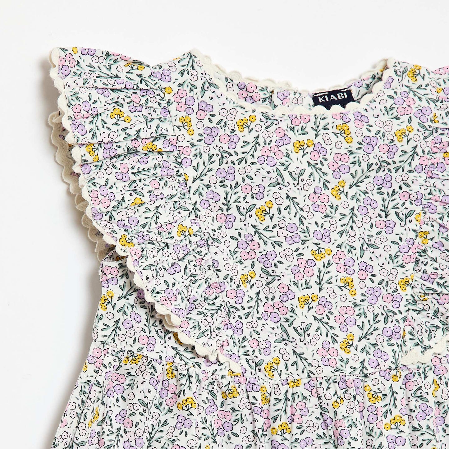 Robe à manches courtes et à volants BLANC