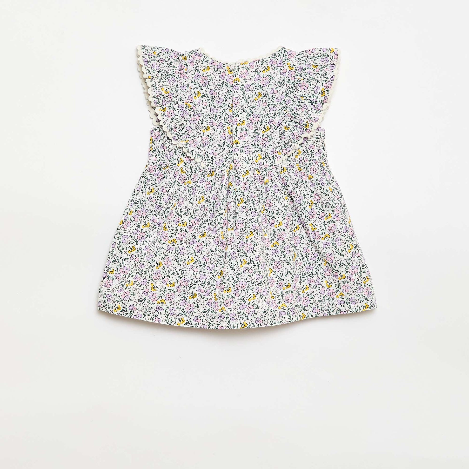 Robe à manches courtes et à volants BLANC