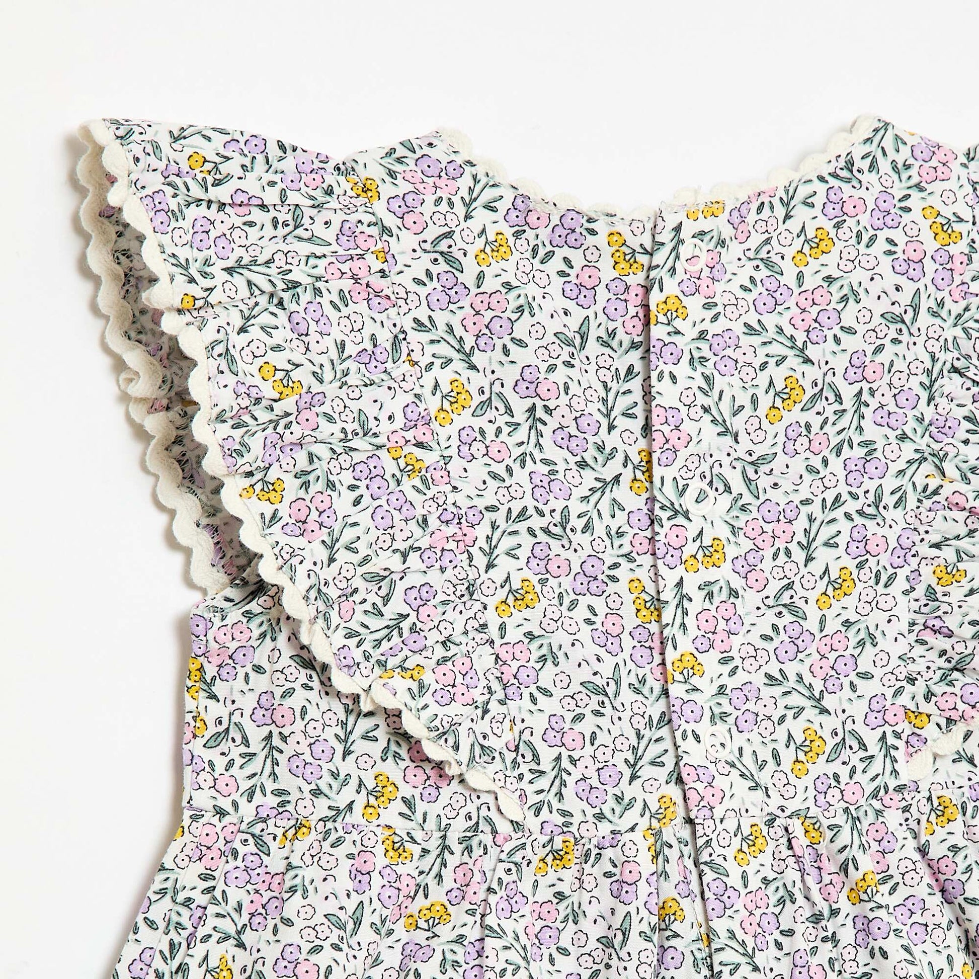Robe à manches courtes et à volants BLANC