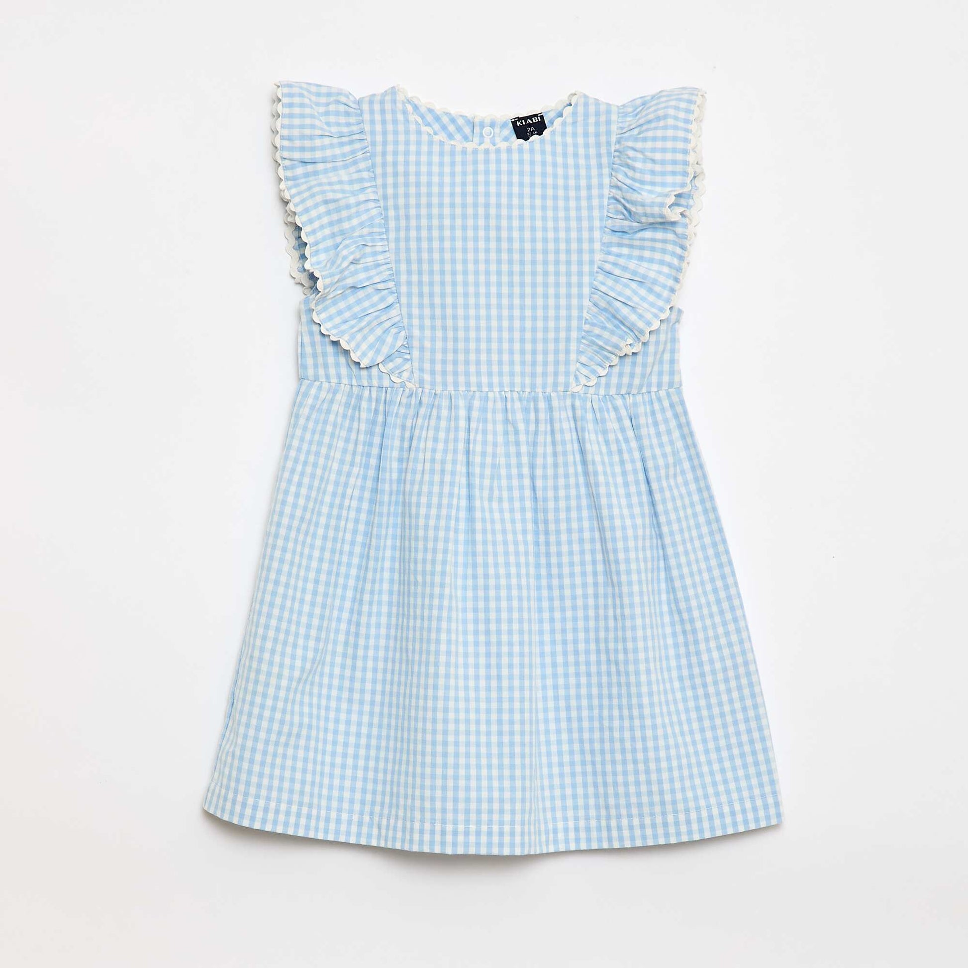 Robe à manches courtes et à volants BLEU