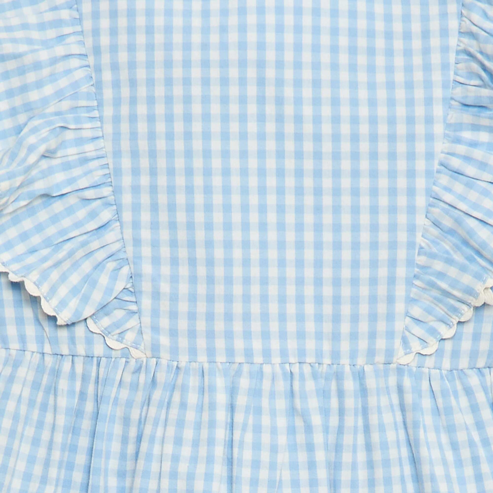 Robe à manches courtes et à volants BLEU