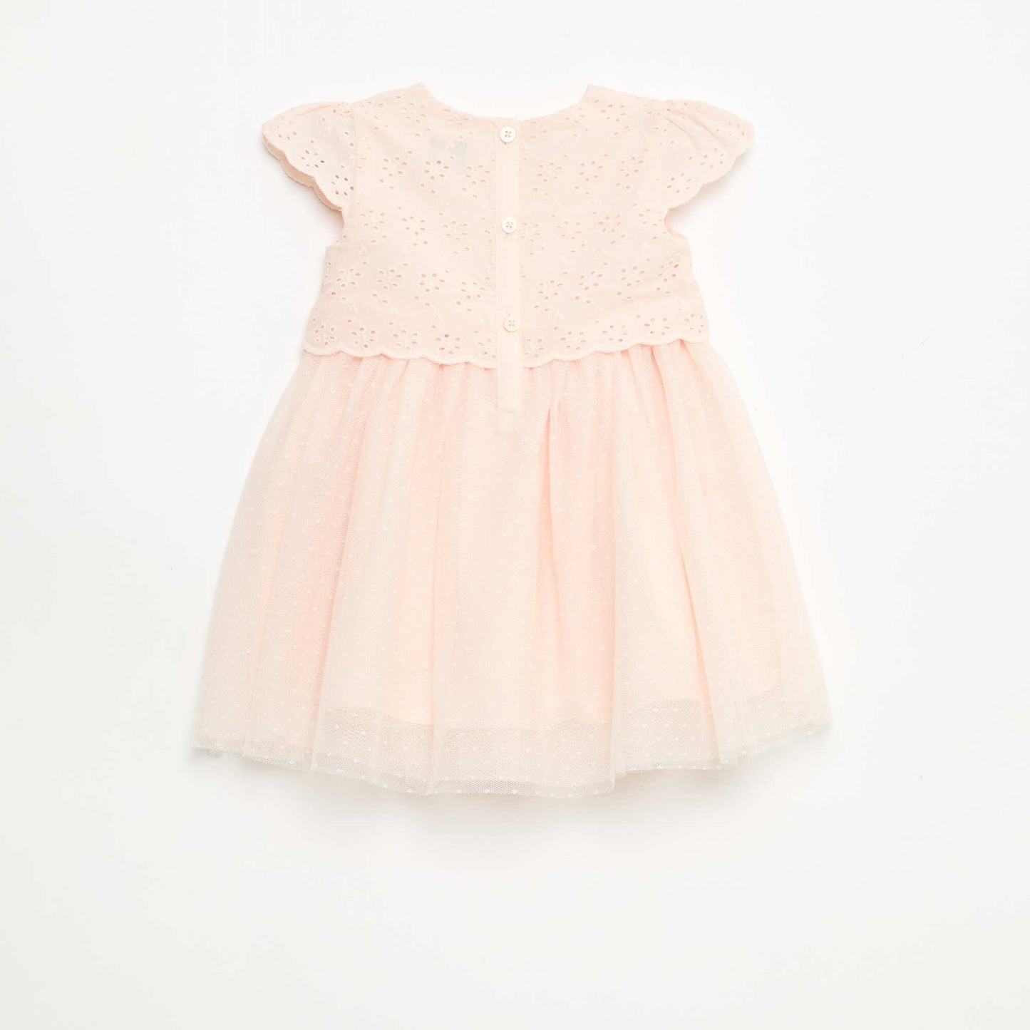 Robe à manches courtes avec broderies anglaise et tulle ROSE