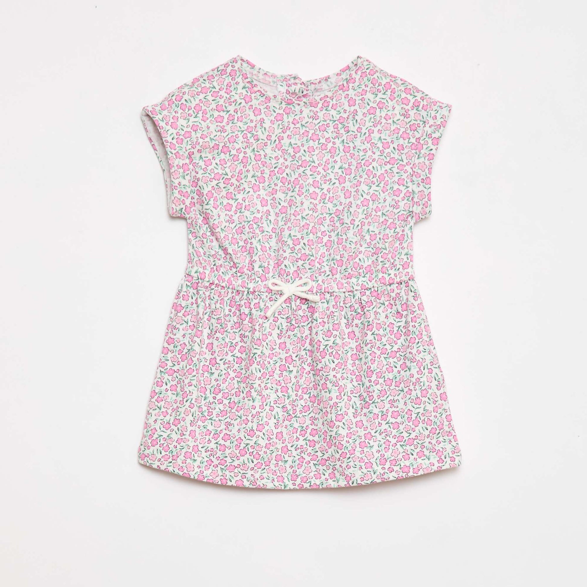 Robe à manches courtes en jersey de coton BLANC