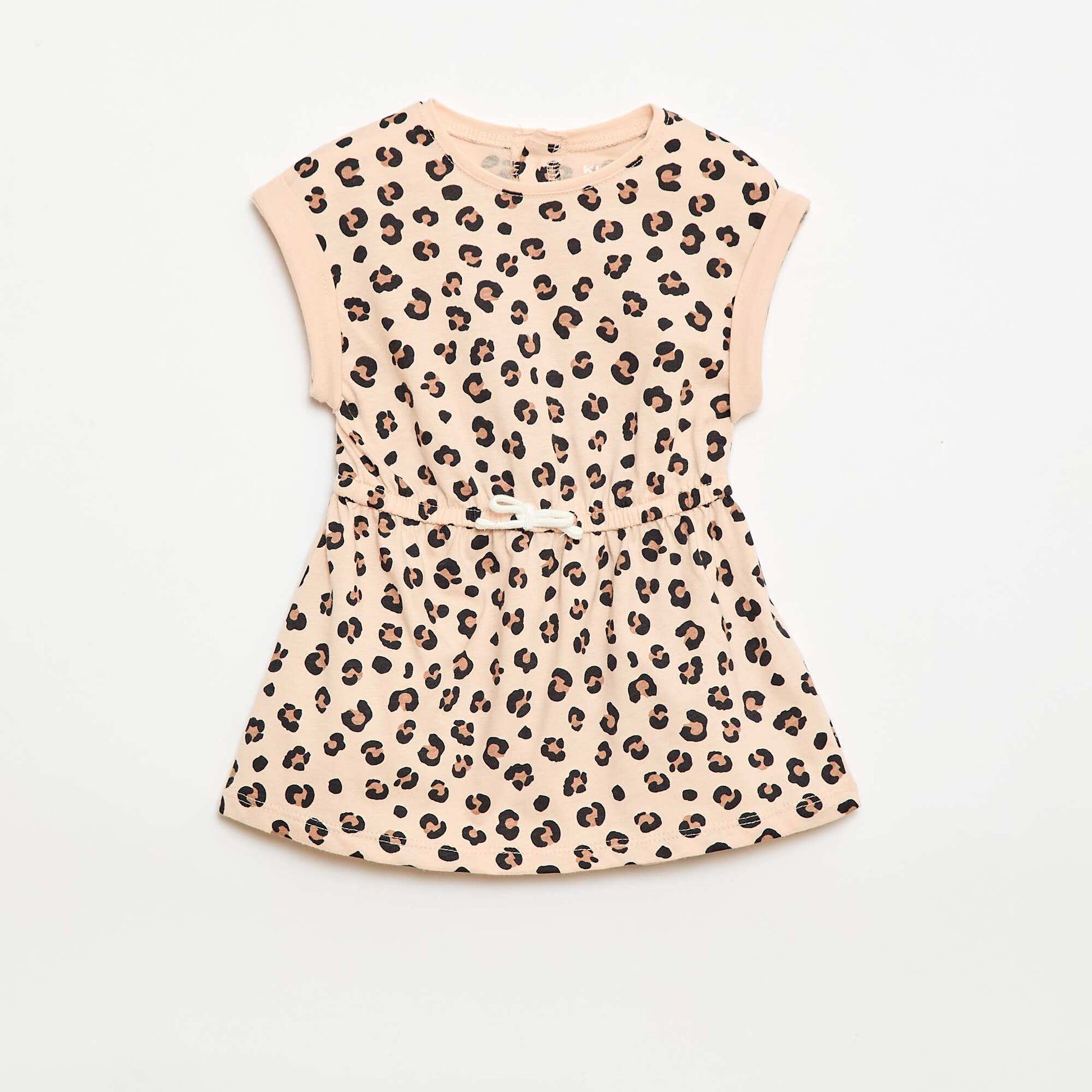 Robe à manches courtes en jersey de coton BEIGE